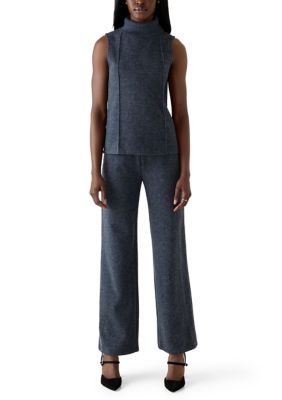 MUSE Republic Clothing Women's Knit Tank Top and Pants Set, Navy Blue, Small