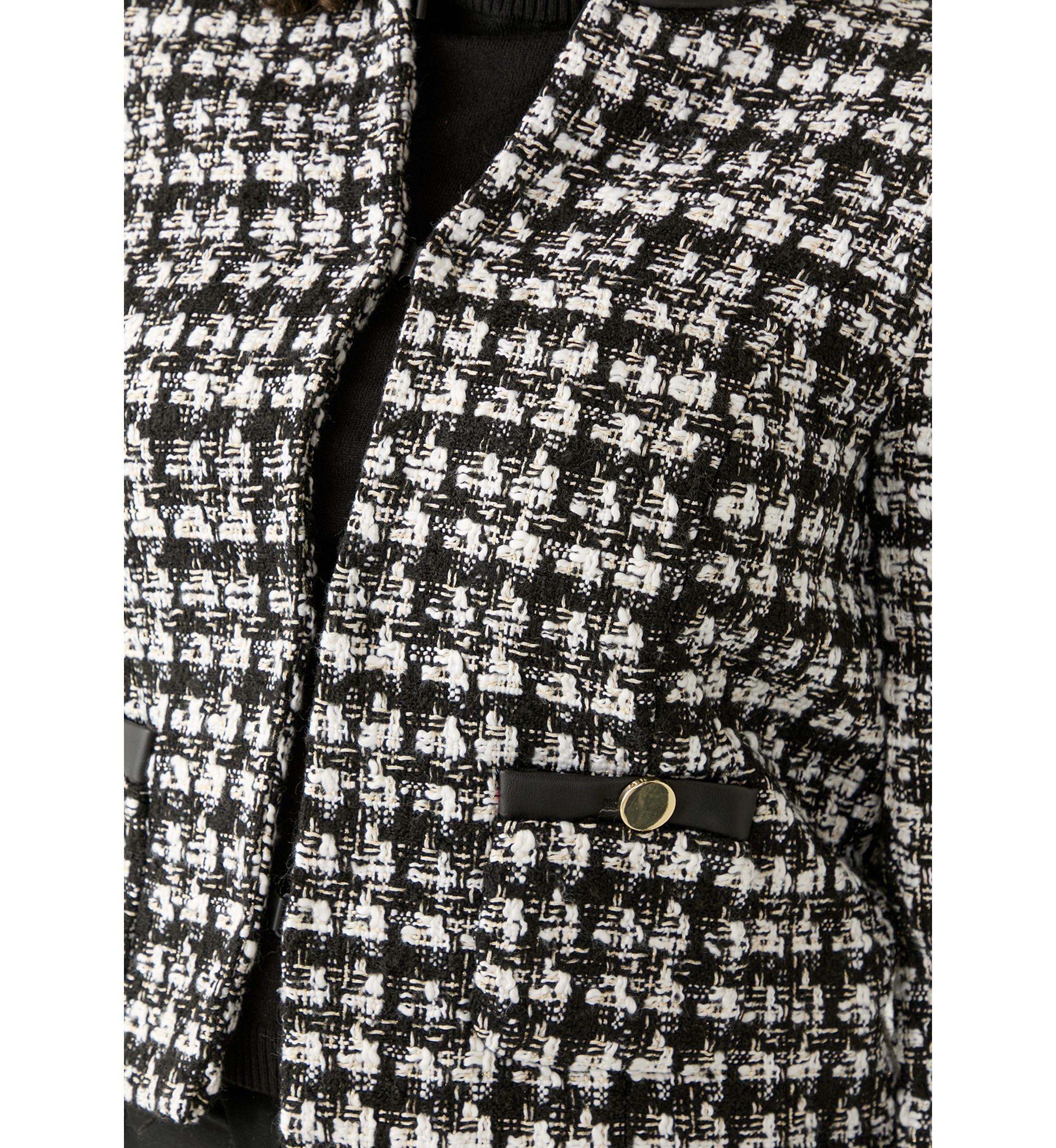 Womens Donta Vegan Leather Trim Bouclé Coat