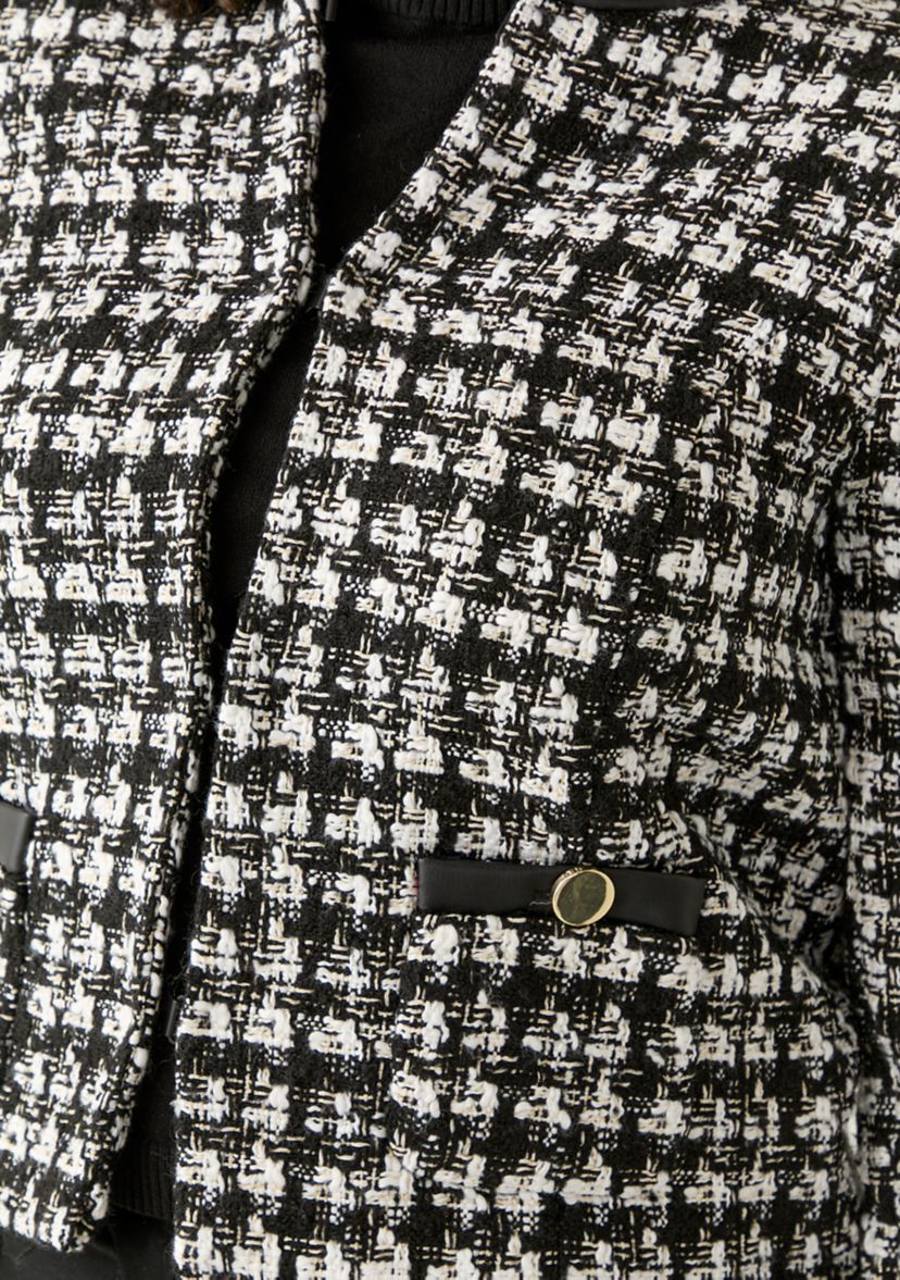 Womens Donta Vegan Leather Trim Bouclé Coat