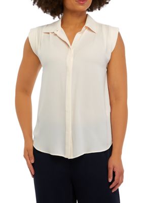 Women's Extended Shoulder Button Down Blouse