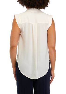 Women's Extended Shoulder Button Down Blouse