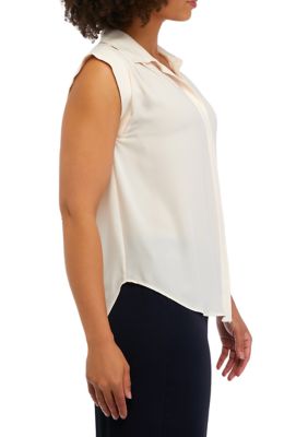 Women's Extended Shoulder Button Down Blouse