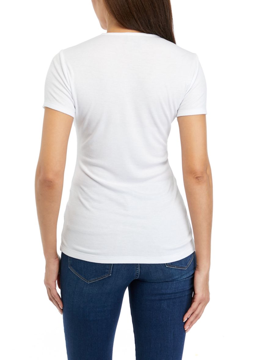 Womens Solid Knit T-Shirt