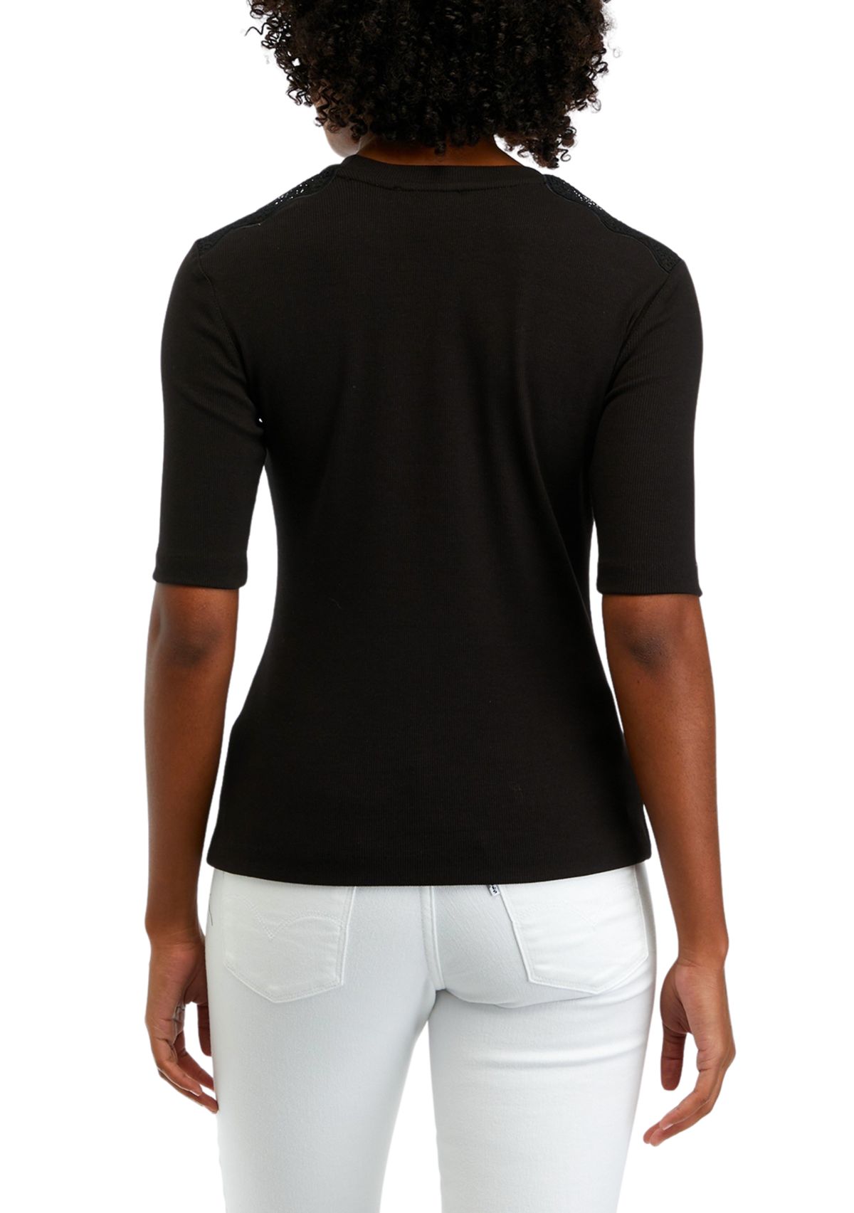 Womens Lace Shoulder Knit Top