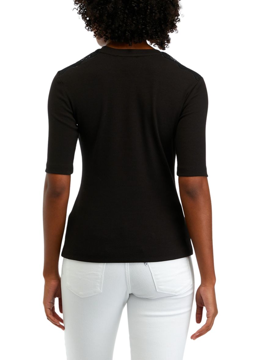 Womens Lace Shoulder Knit Top