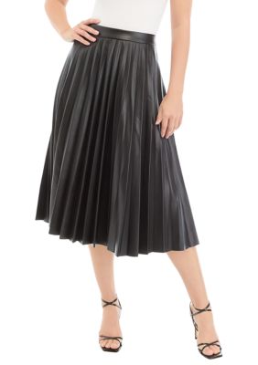 Women's Vegan Leather Pleated Skirt