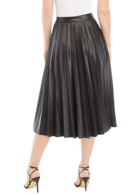 Women's Vegan Leather Pleated Skirt