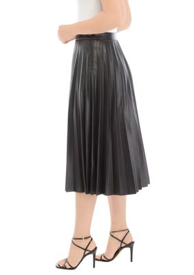 Women's Vegan Leather Pleated Skirt