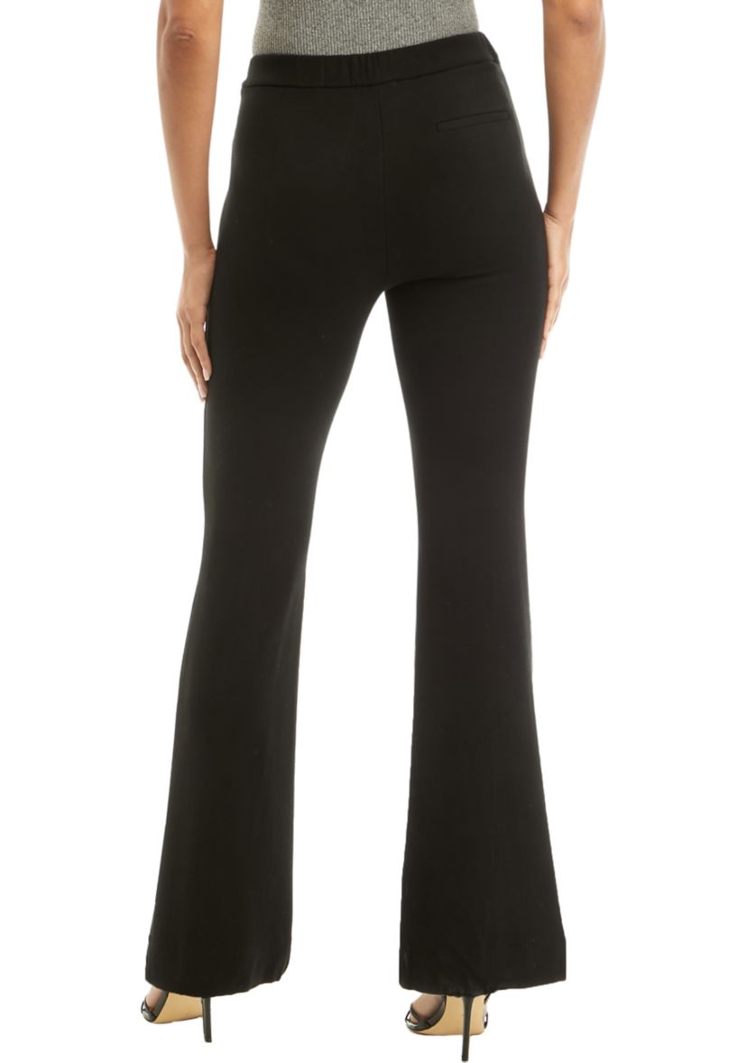 Womens Pull On Front Slit Wide Leg Pants