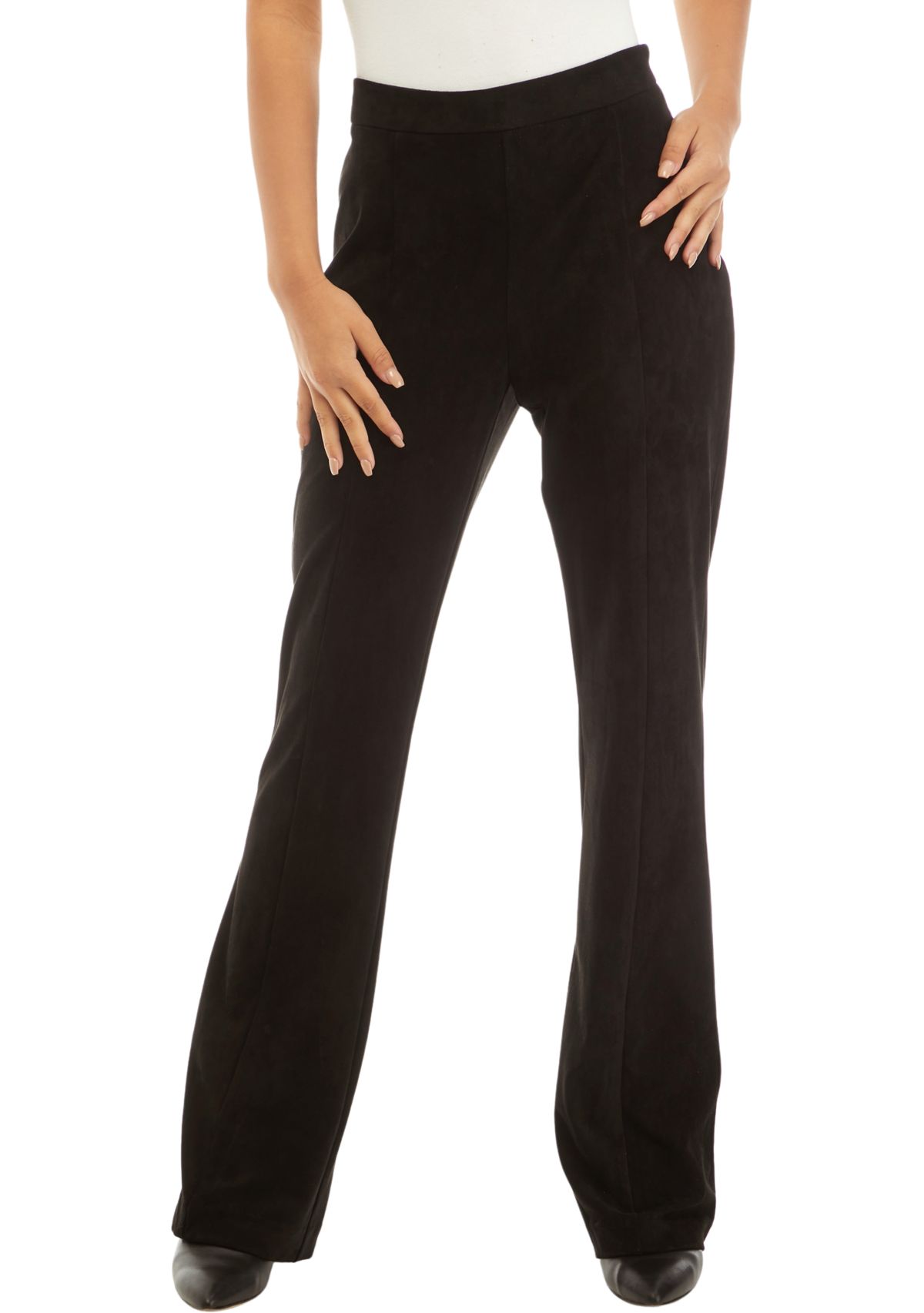 Womens Faux Suede Flare Pants