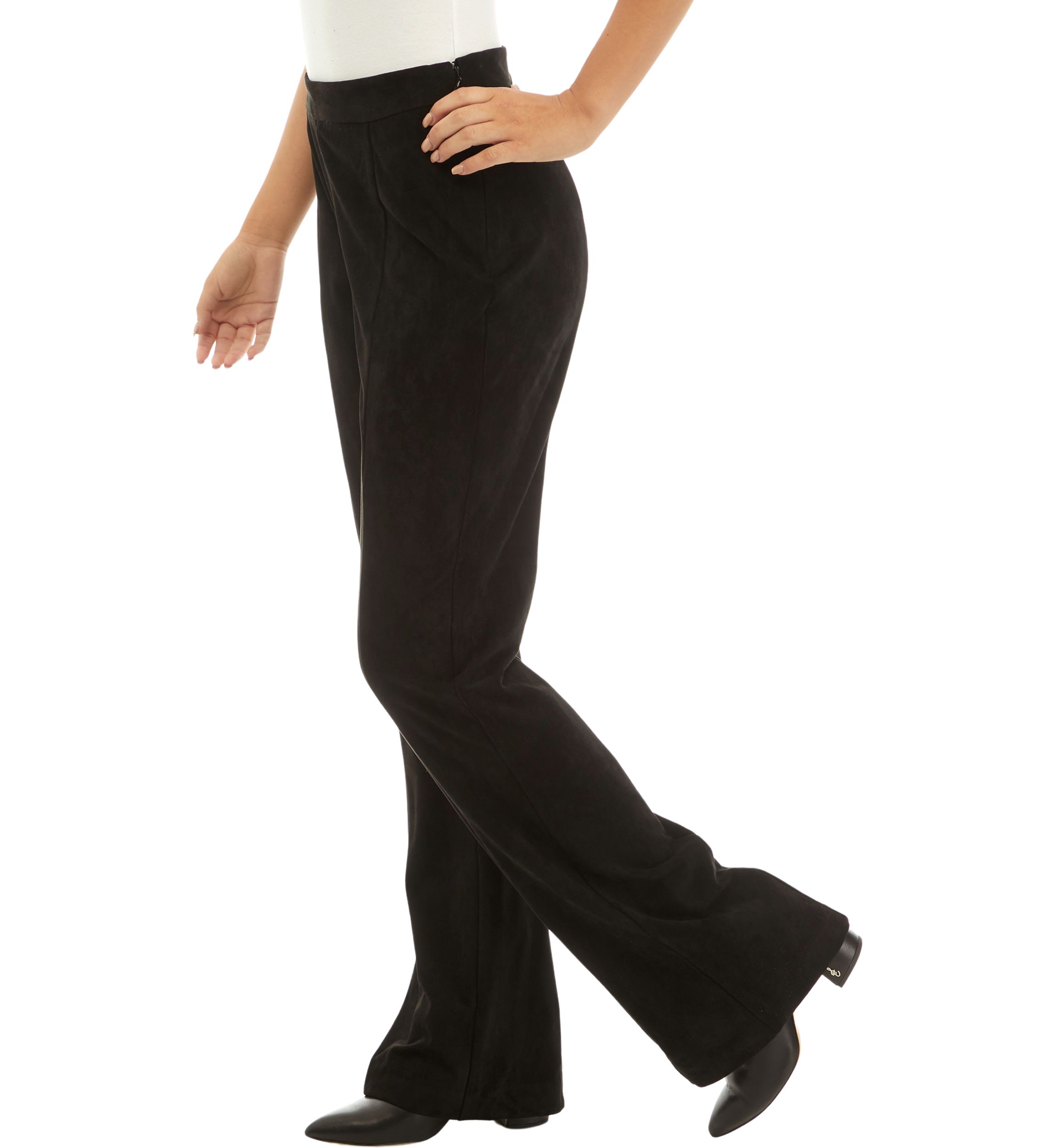 Womens Faux Suede Flare Pants