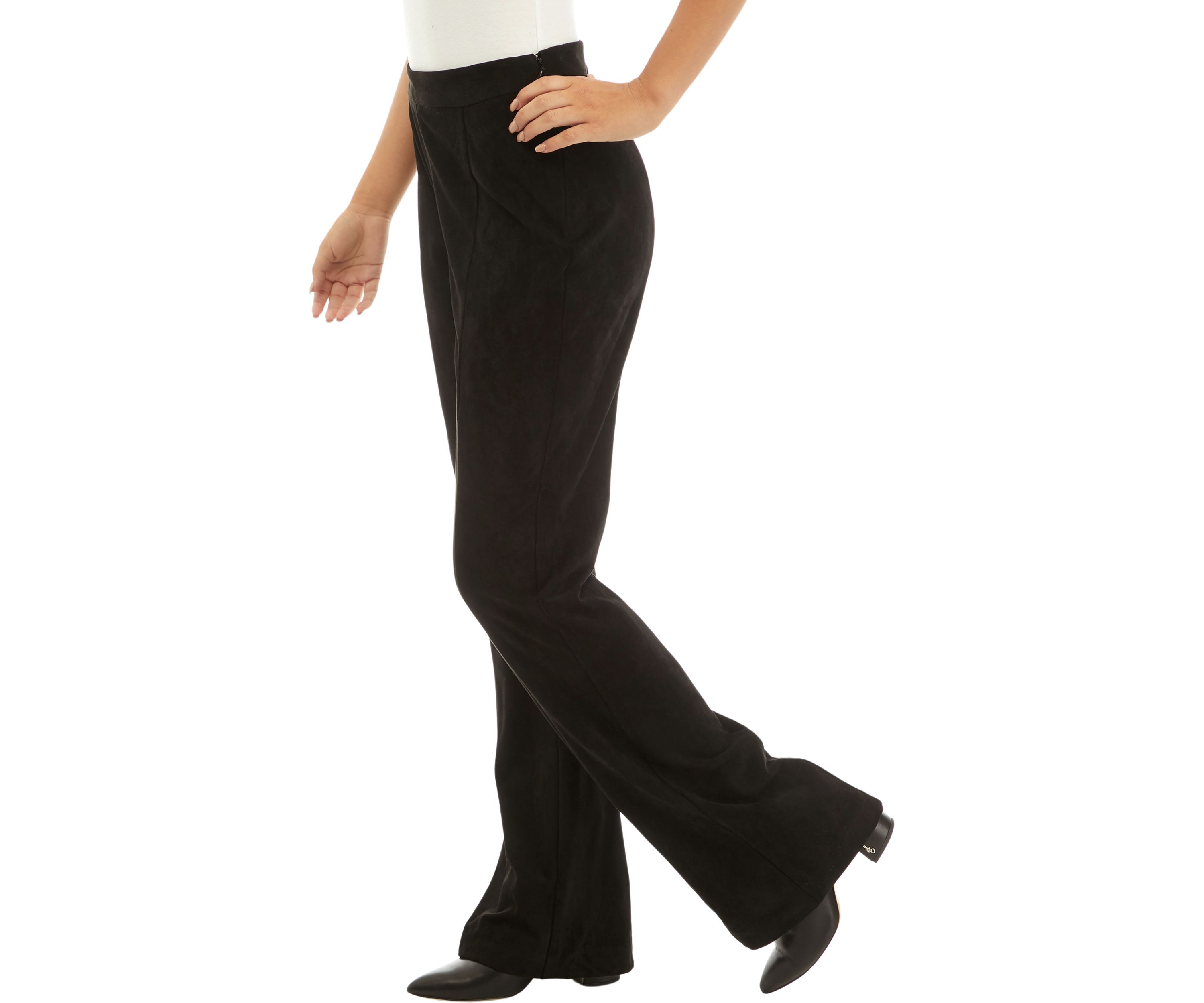 Womens Faux Suede Flare Pants