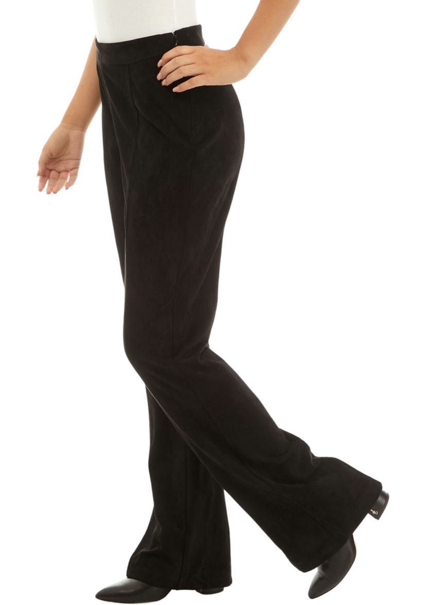 Womens Faux Suede Flare Pants