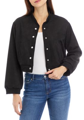 Juniors' Faux Suede Bomber Jacket