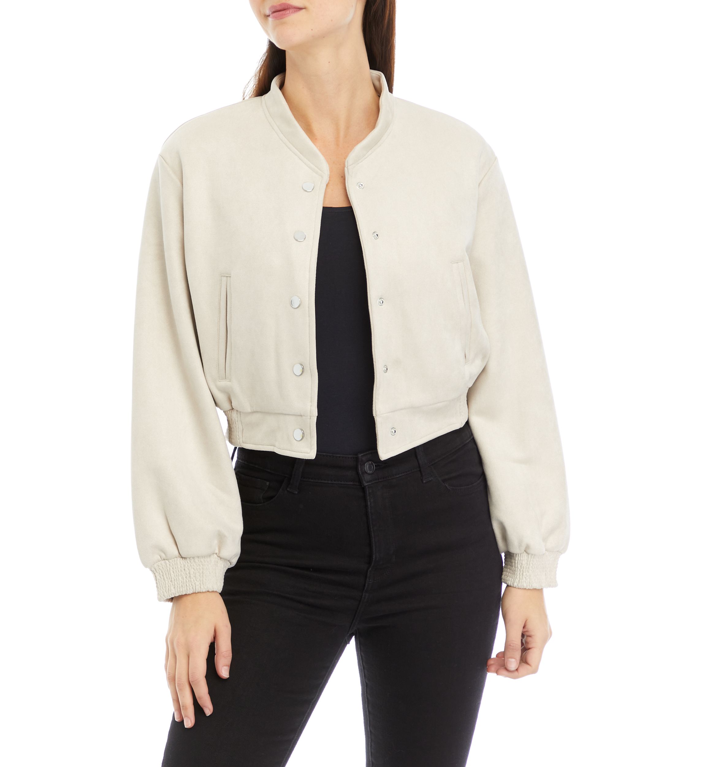 Juniors Faux Suede Bomber Jacket