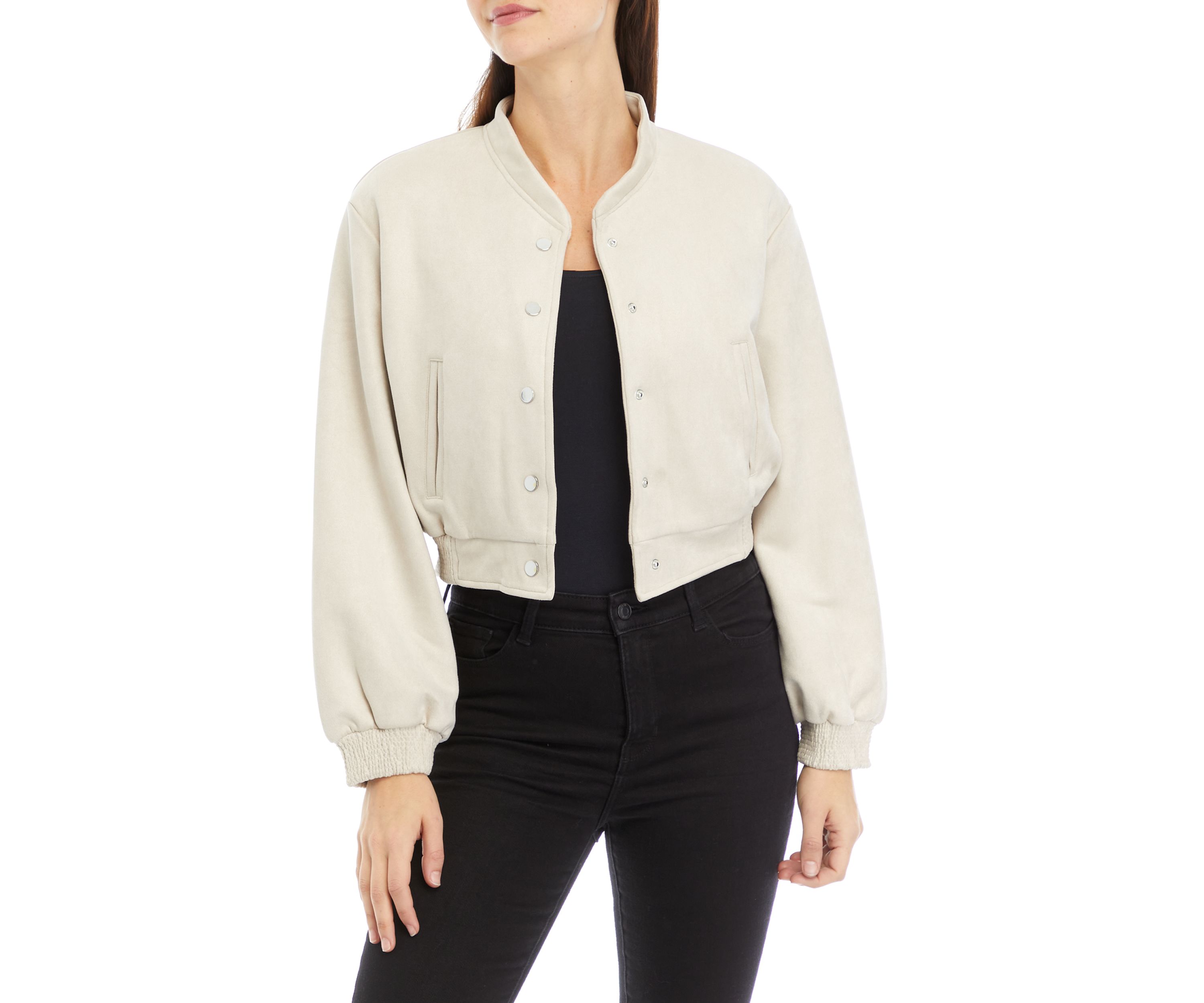 Juniors Faux Suede Bomber Jacket