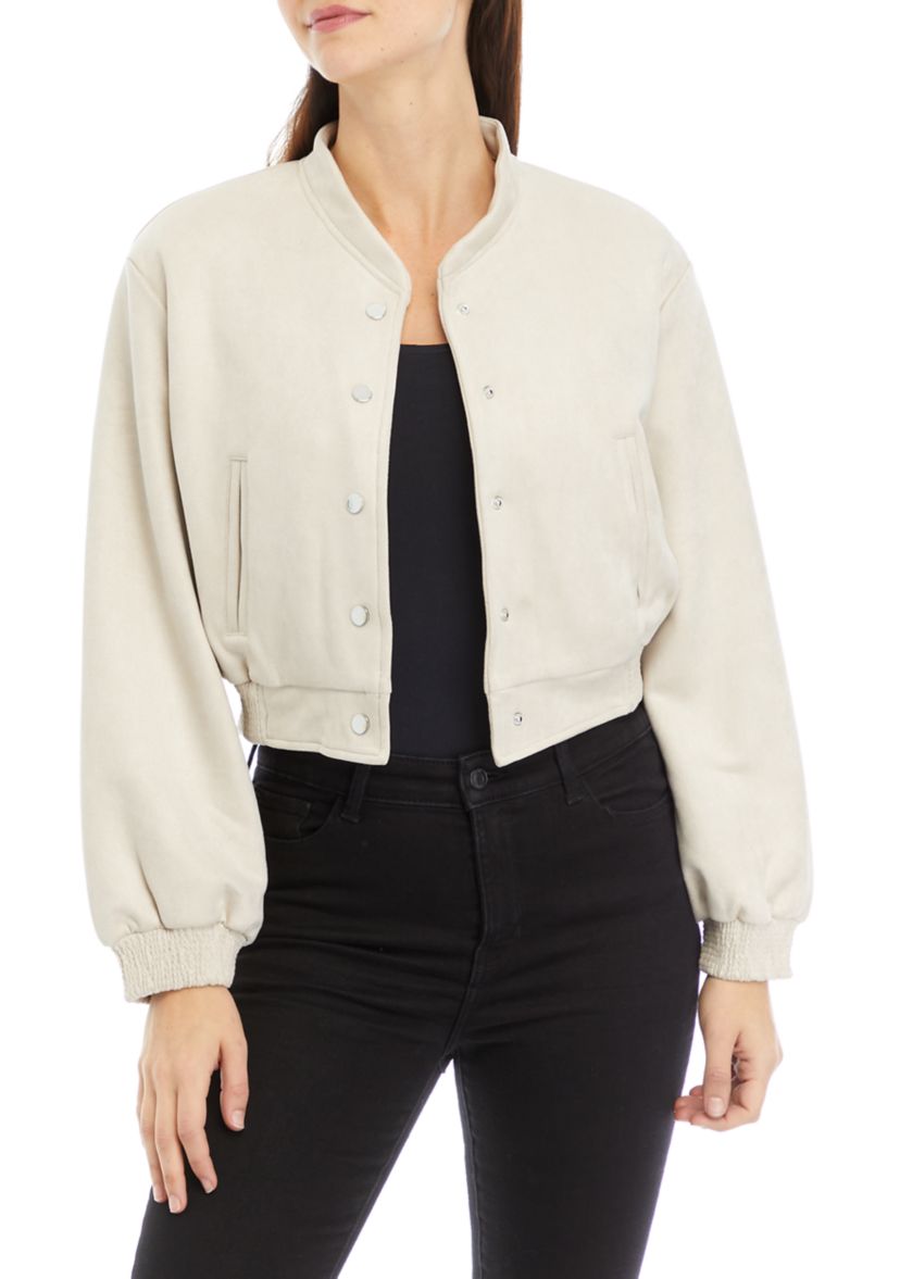 Juniors Faux Suede Bomber Jacket