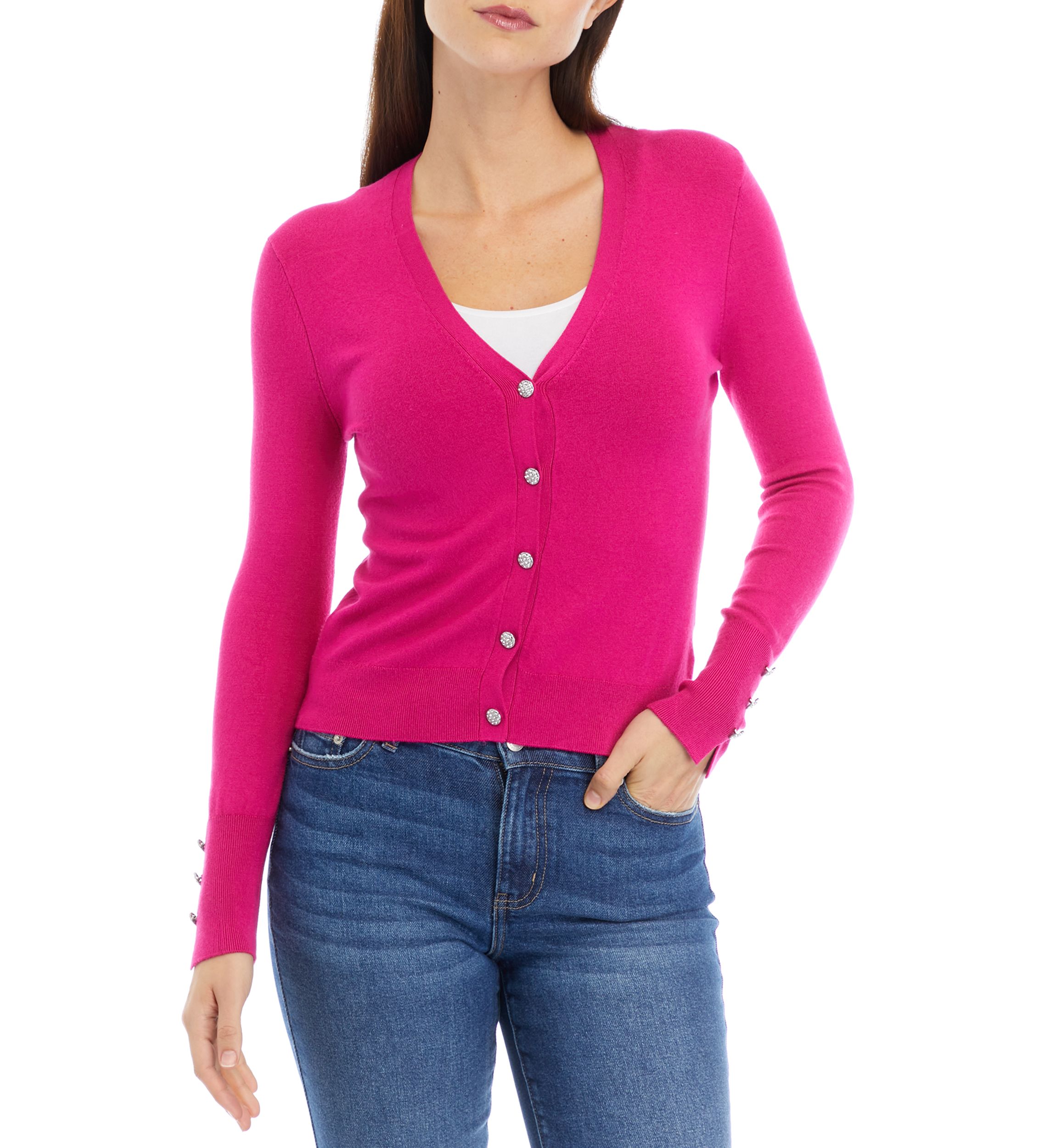 Petite Long Sleeve V-Neck Cardigan