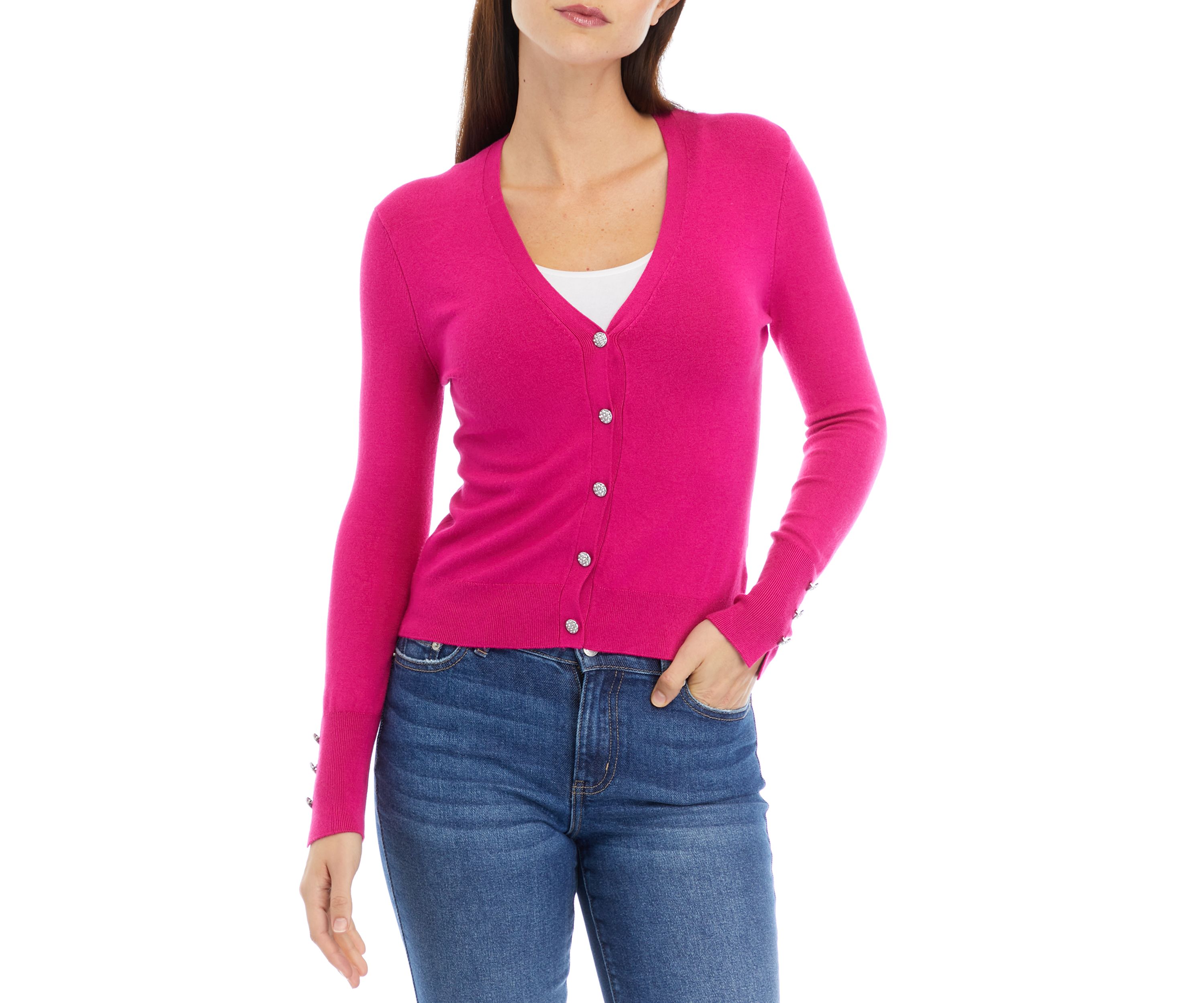 Petite Long Sleeve V-Neck Cardigan
