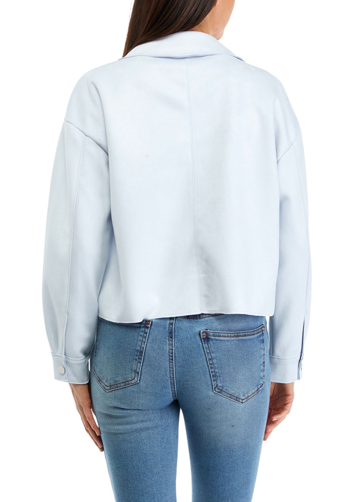 Womens Snap Front Faux Suede Jacket