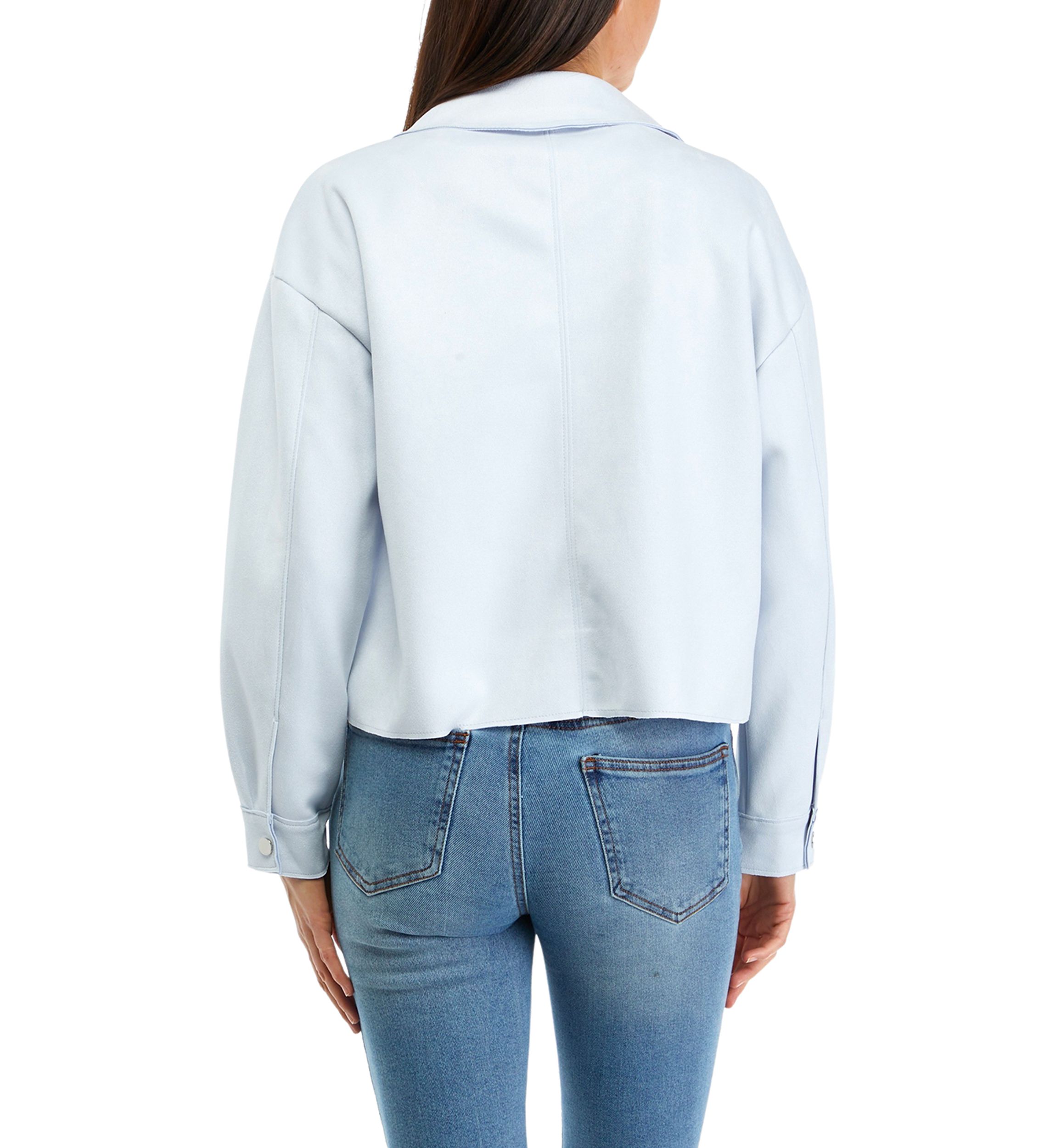 Womens Snap Front Faux Suede Jacket