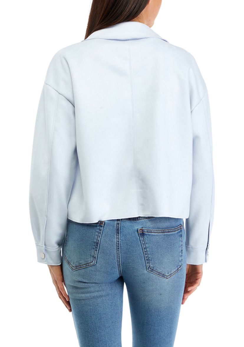 Womens Snap Front Faux Suede Jacket