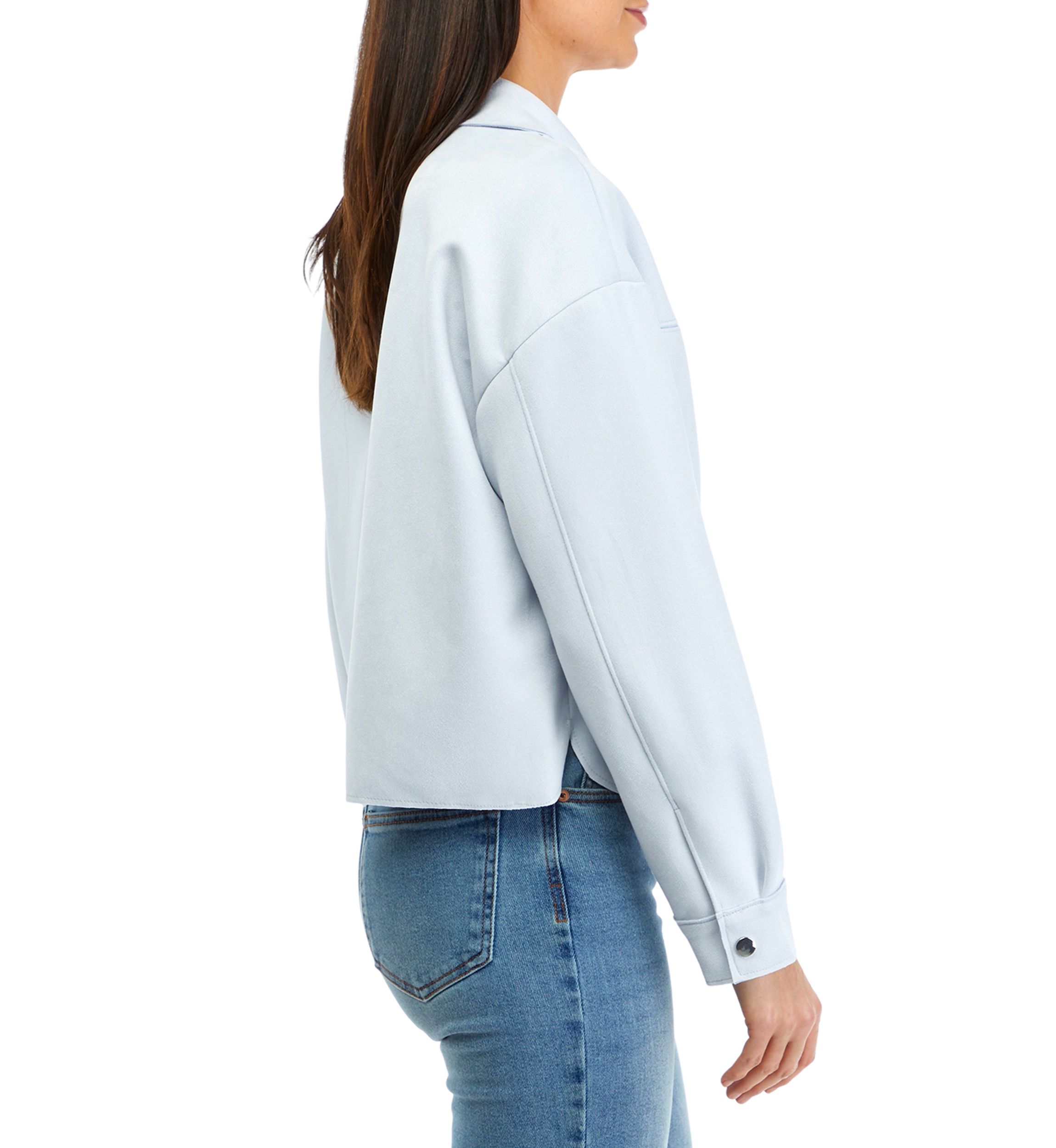 Womens Snap Front Faux Suede Jacket