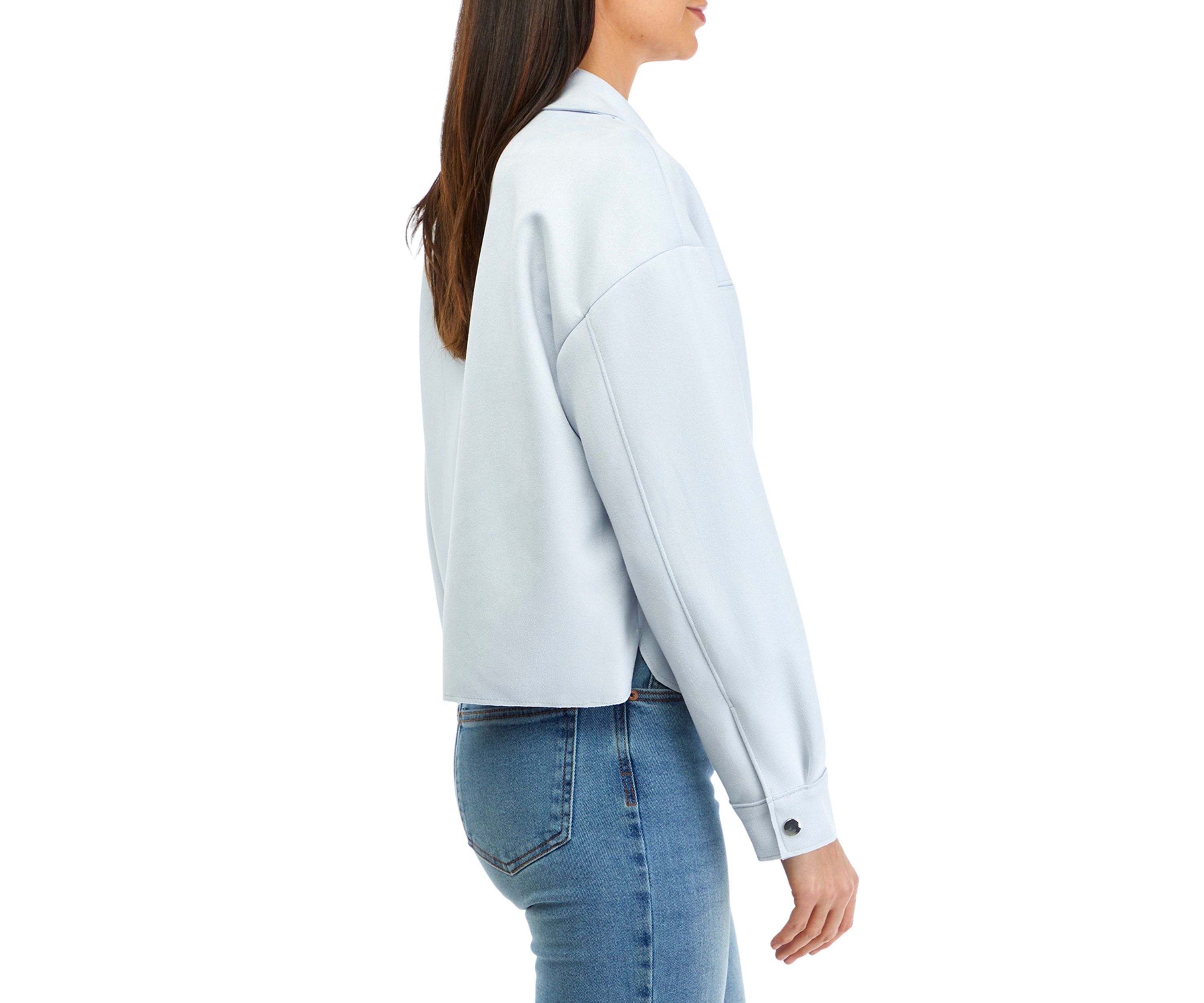 Womens Snap Front Faux Suede Jacket