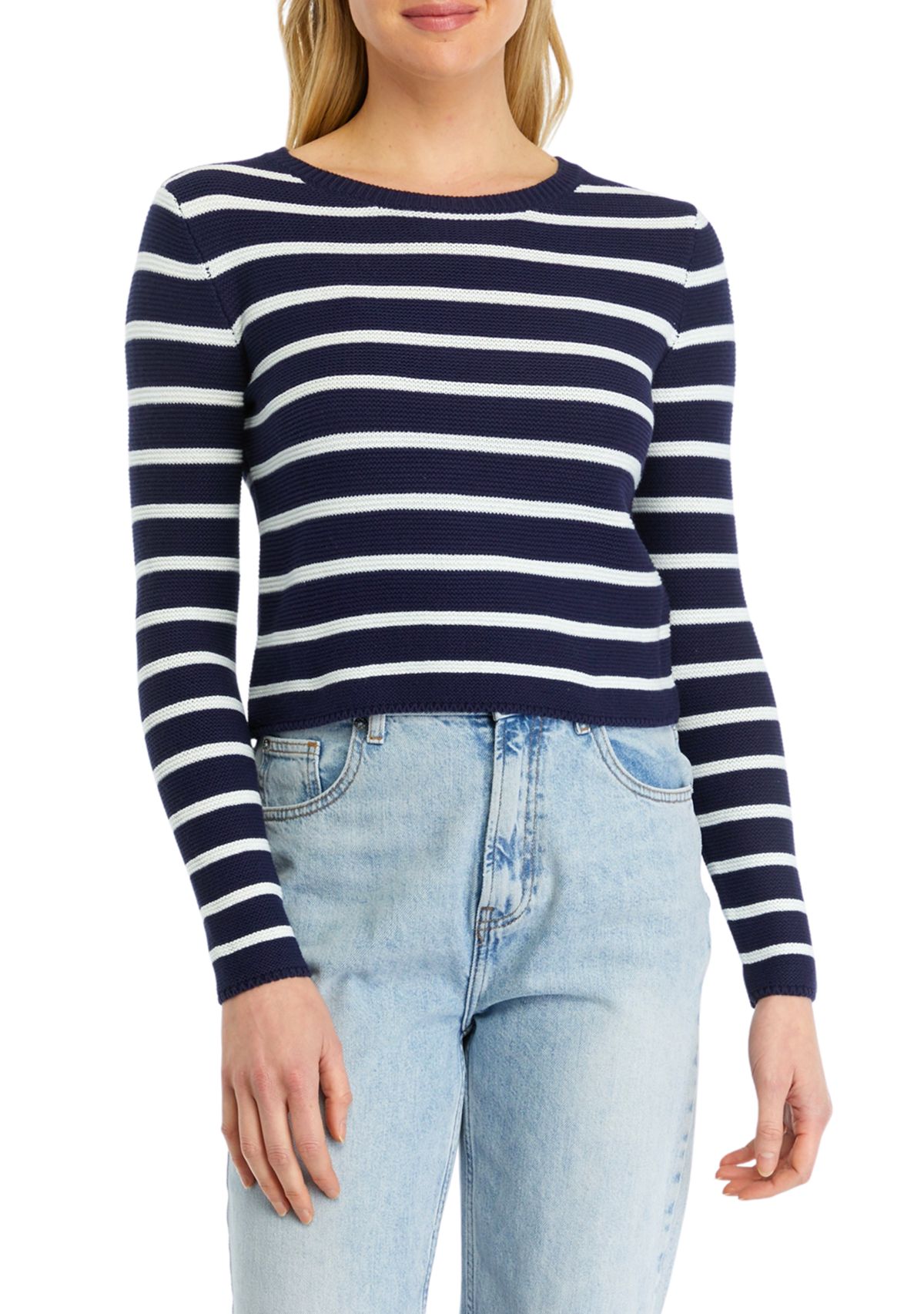 Womens Long Sleeve Striped Sweater