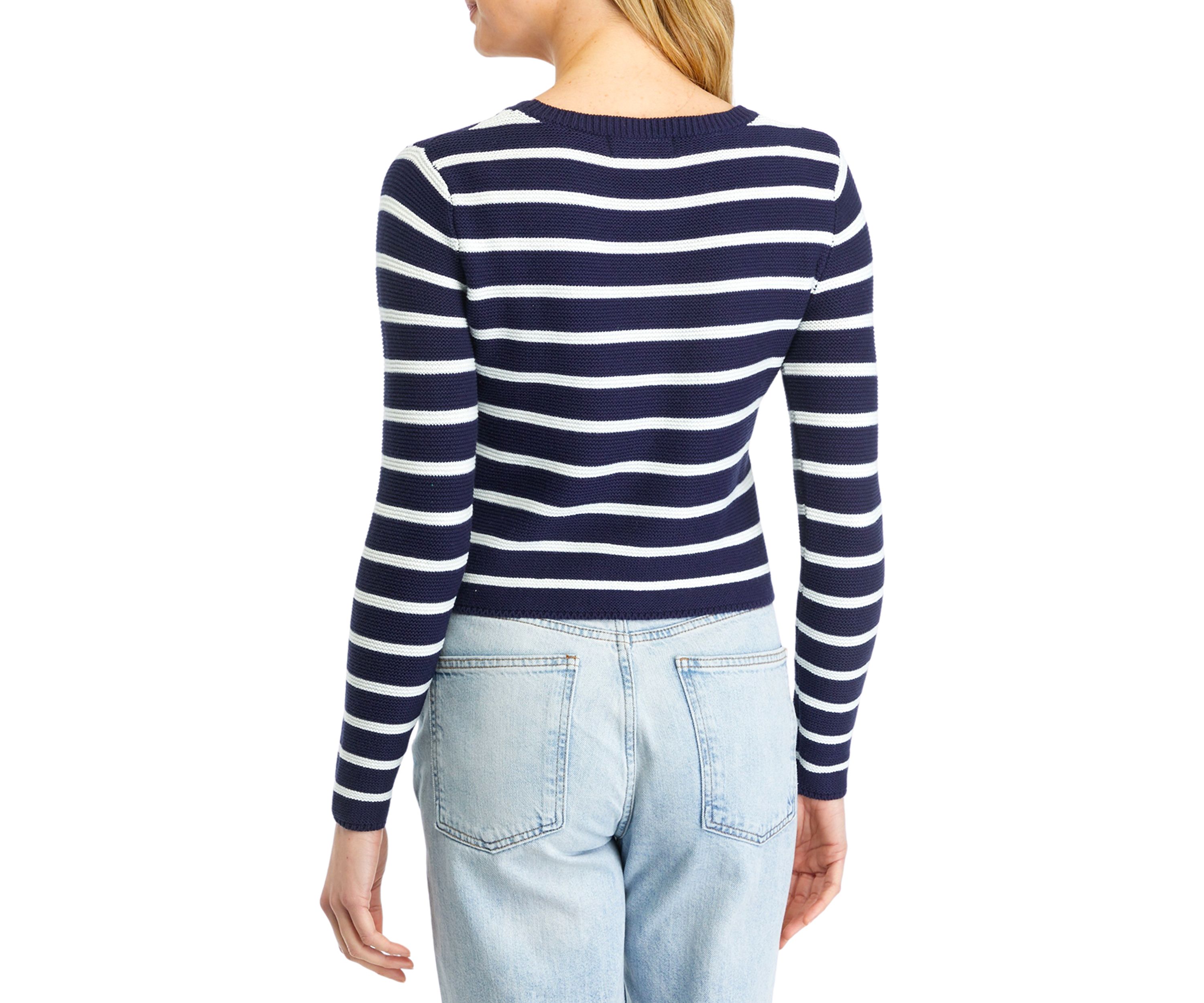 Womens Long Sleeve Striped Sweater