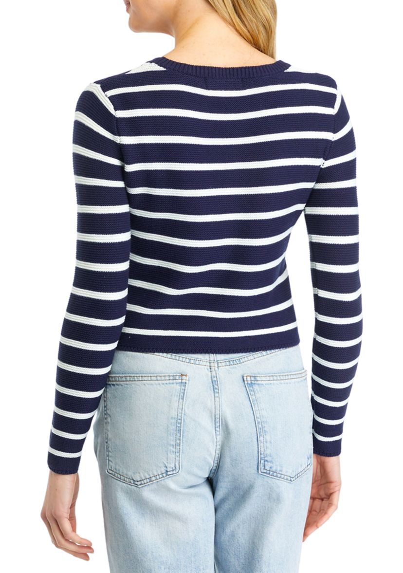 Womens Long Sleeve Striped Sweater