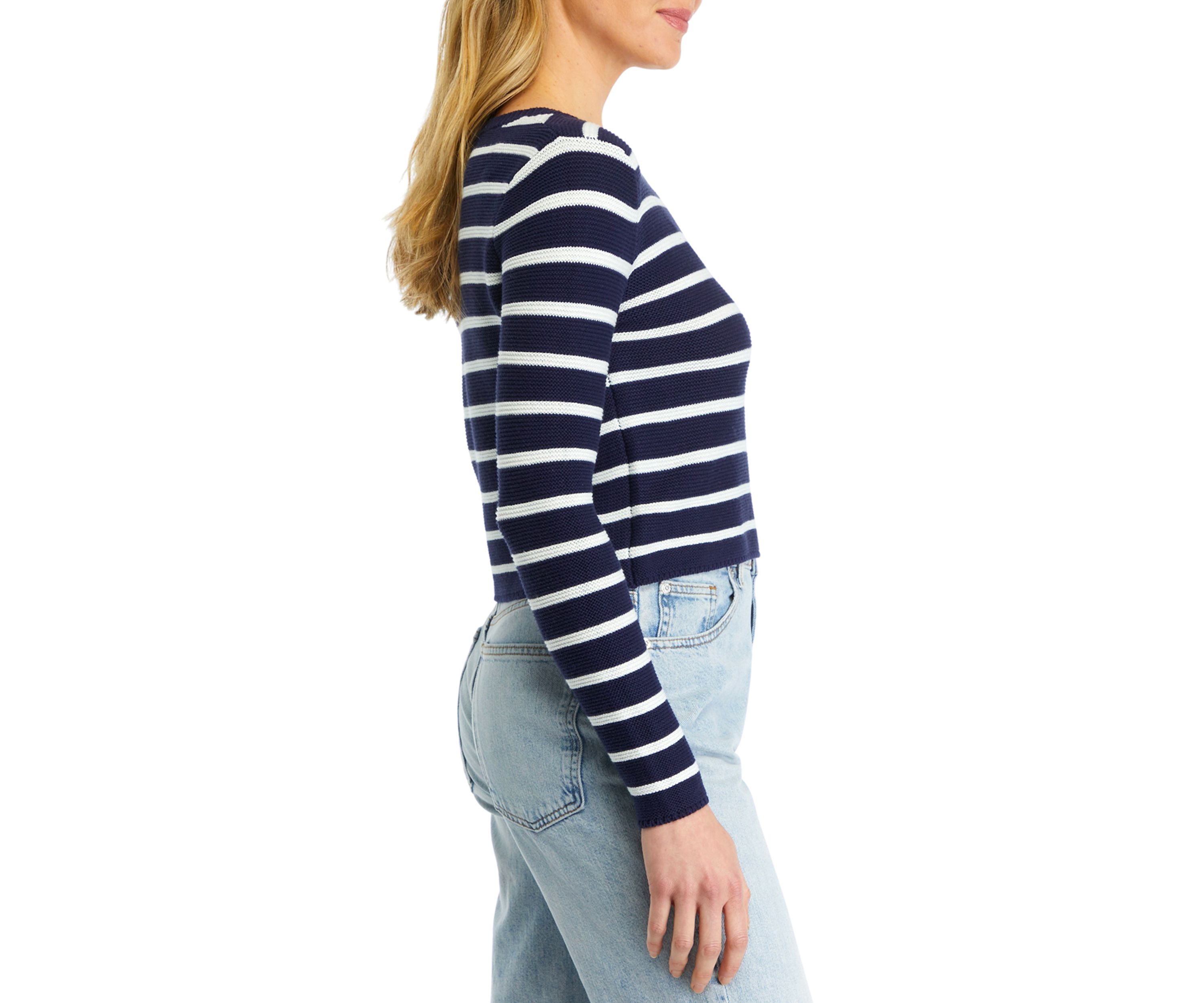 Womens Long Sleeve Striped Sweater