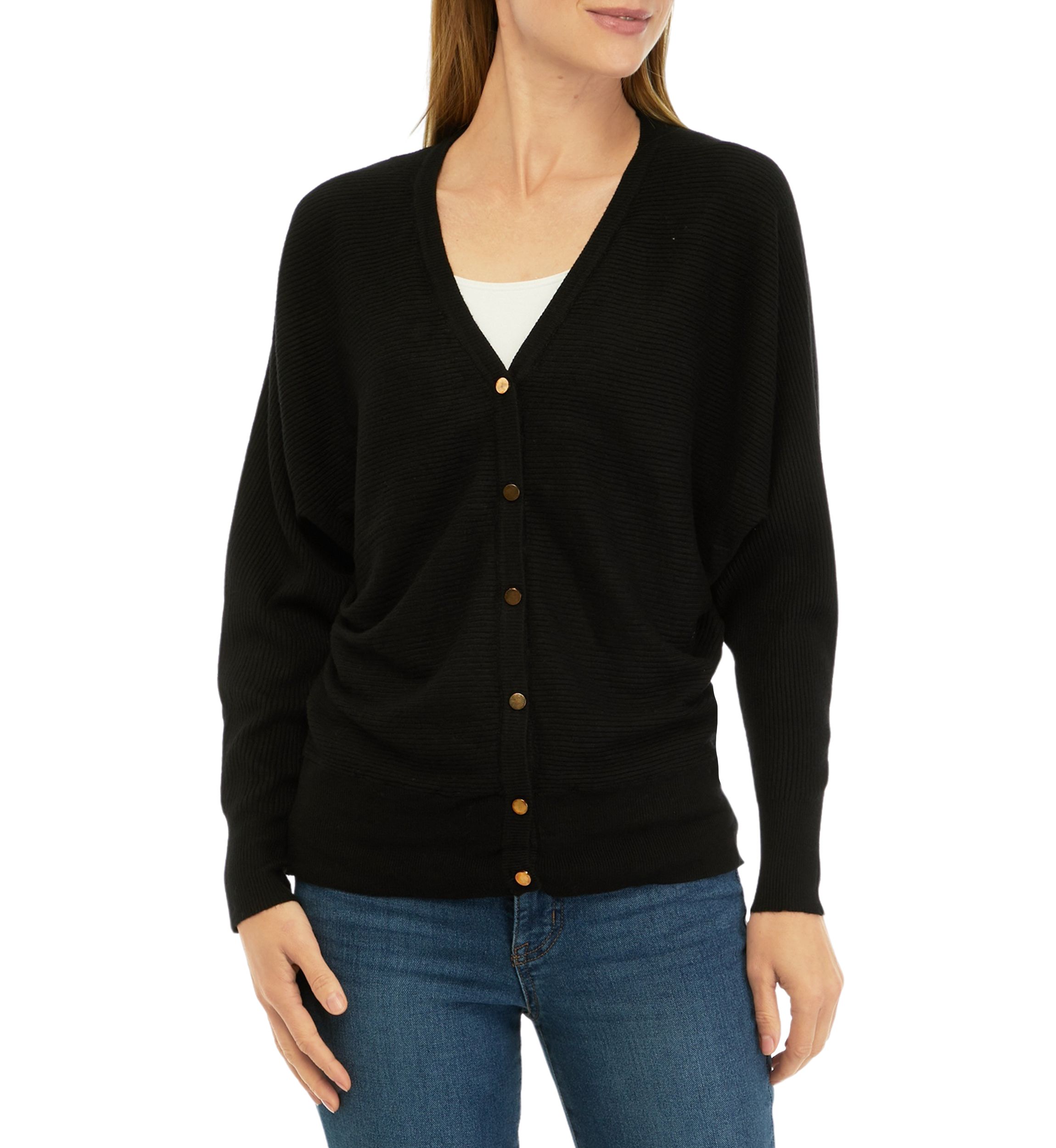 Womens Long Sleeve V-Neck Button Front Cardigan