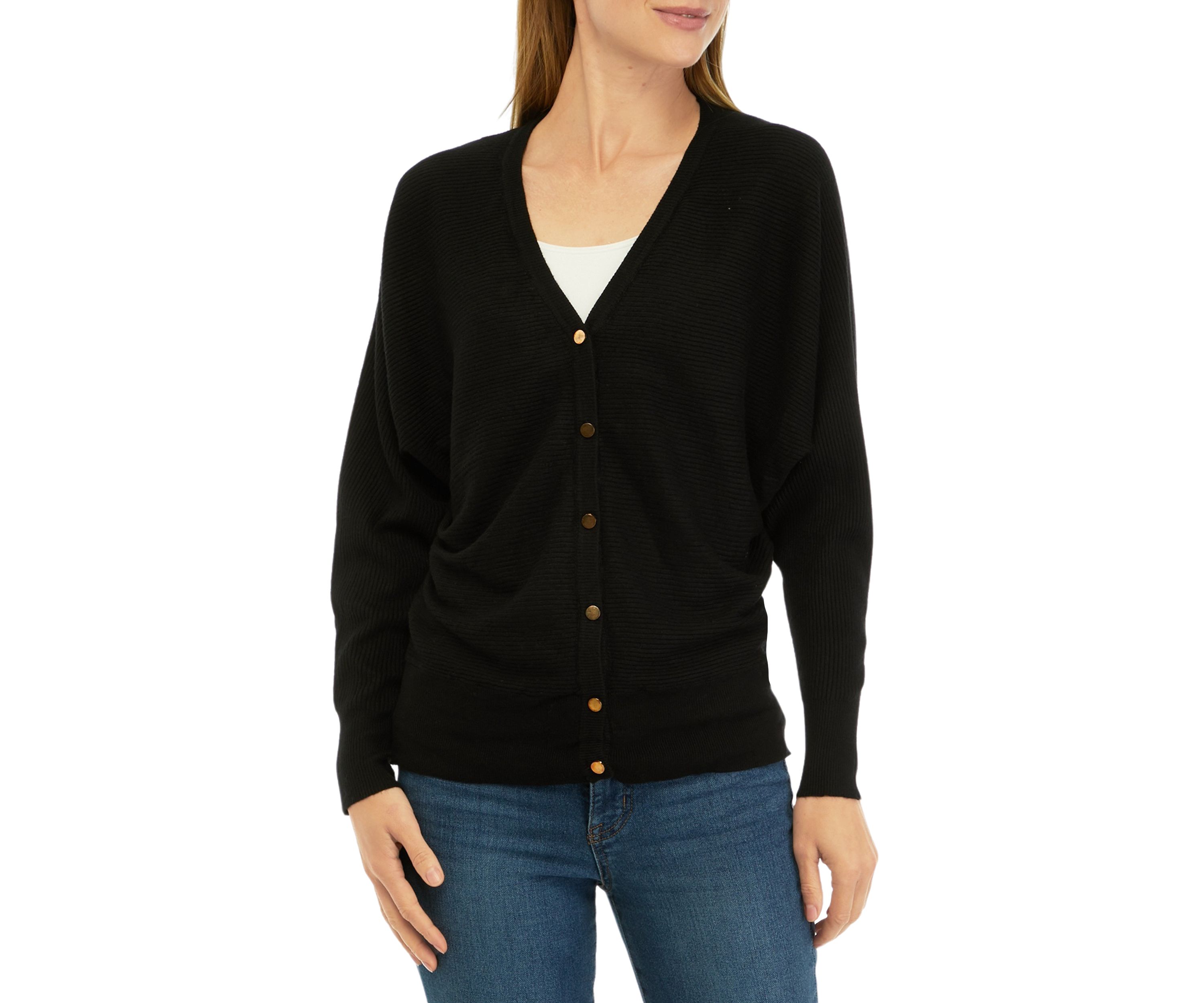 Womens Long Sleeve V-Neck Button Front Cardigan