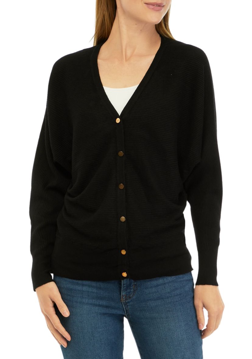 Womens Long Sleeve V-Neck Button Front Cardigan