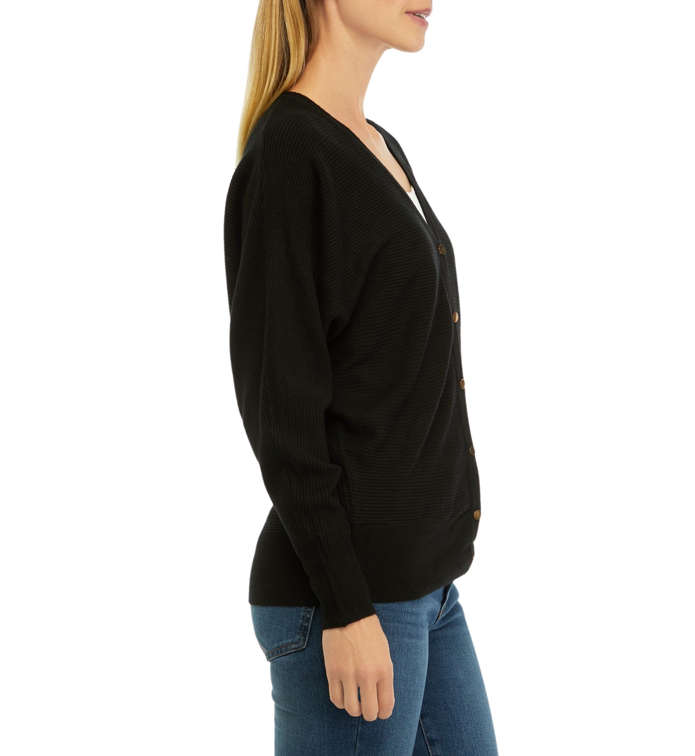 Womens Long Sleeve V-Neck Button Front Cardigan