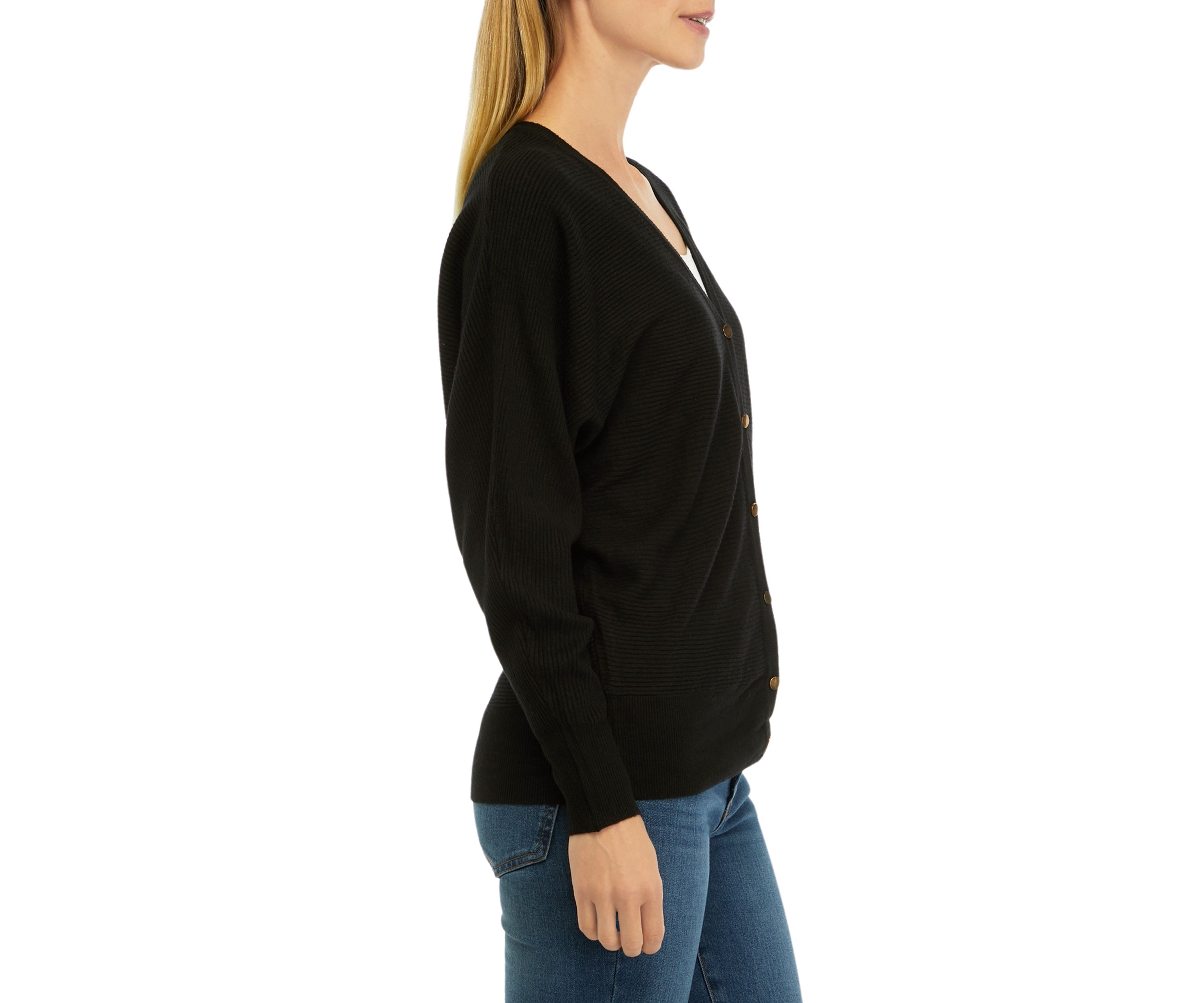 Womens Long Sleeve V-Neck Button Front Cardigan