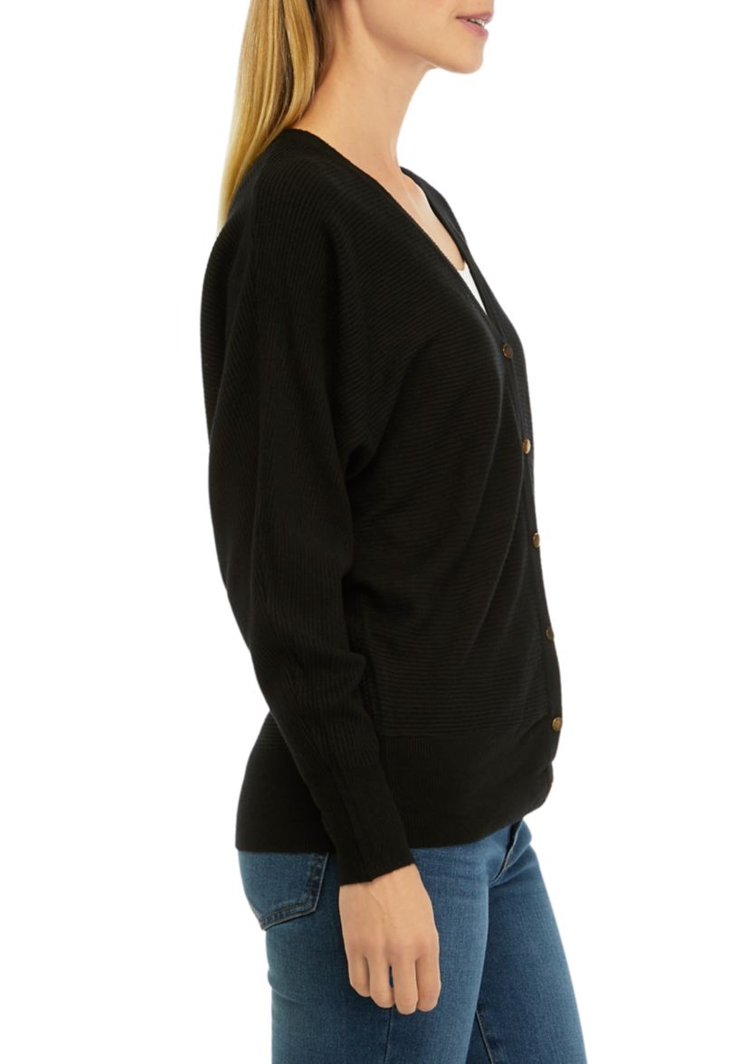 Womens Long Sleeve V-Neck Button Front Cardigan