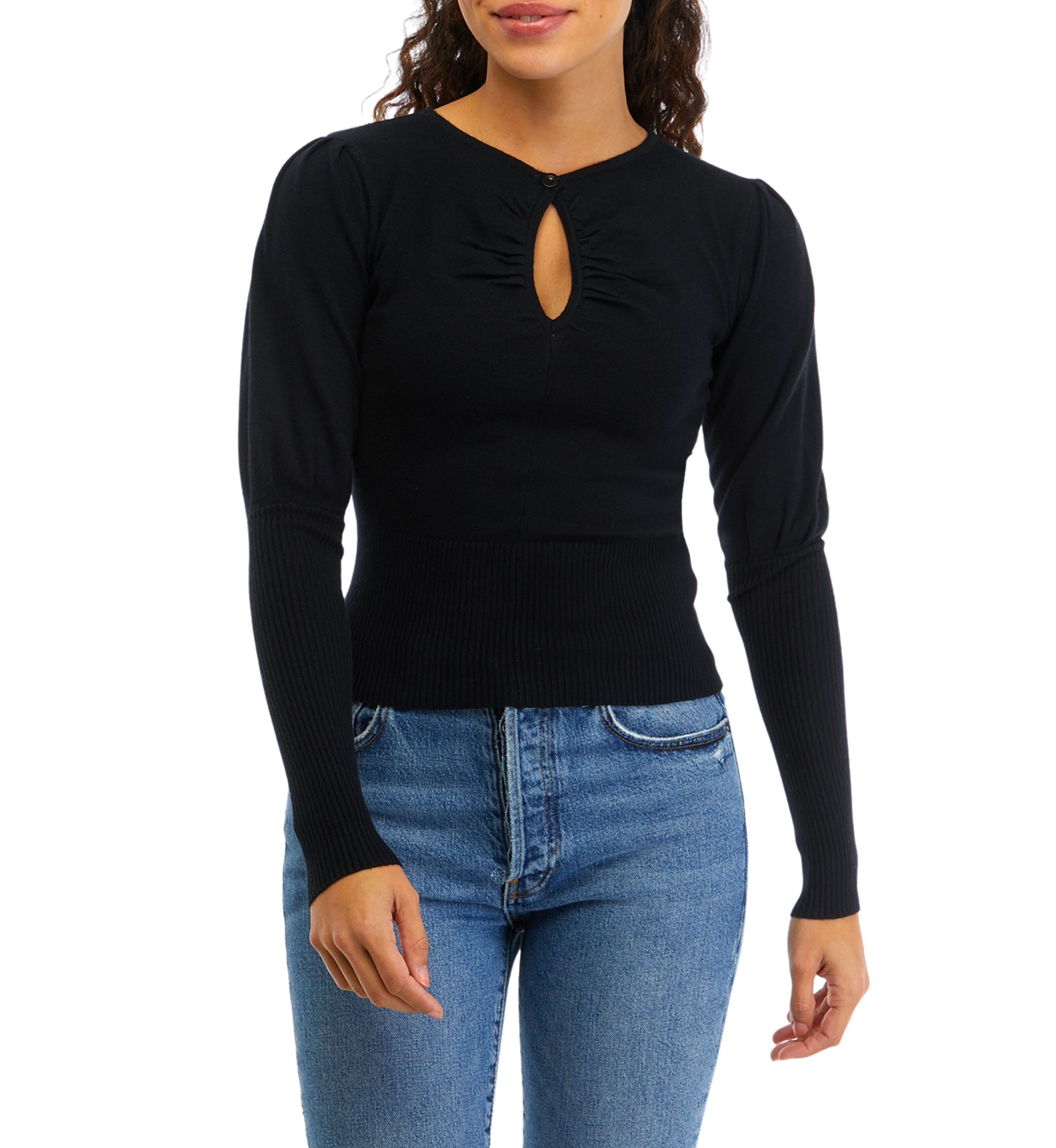 Petite Pleated Puff Sleeve Pullover 