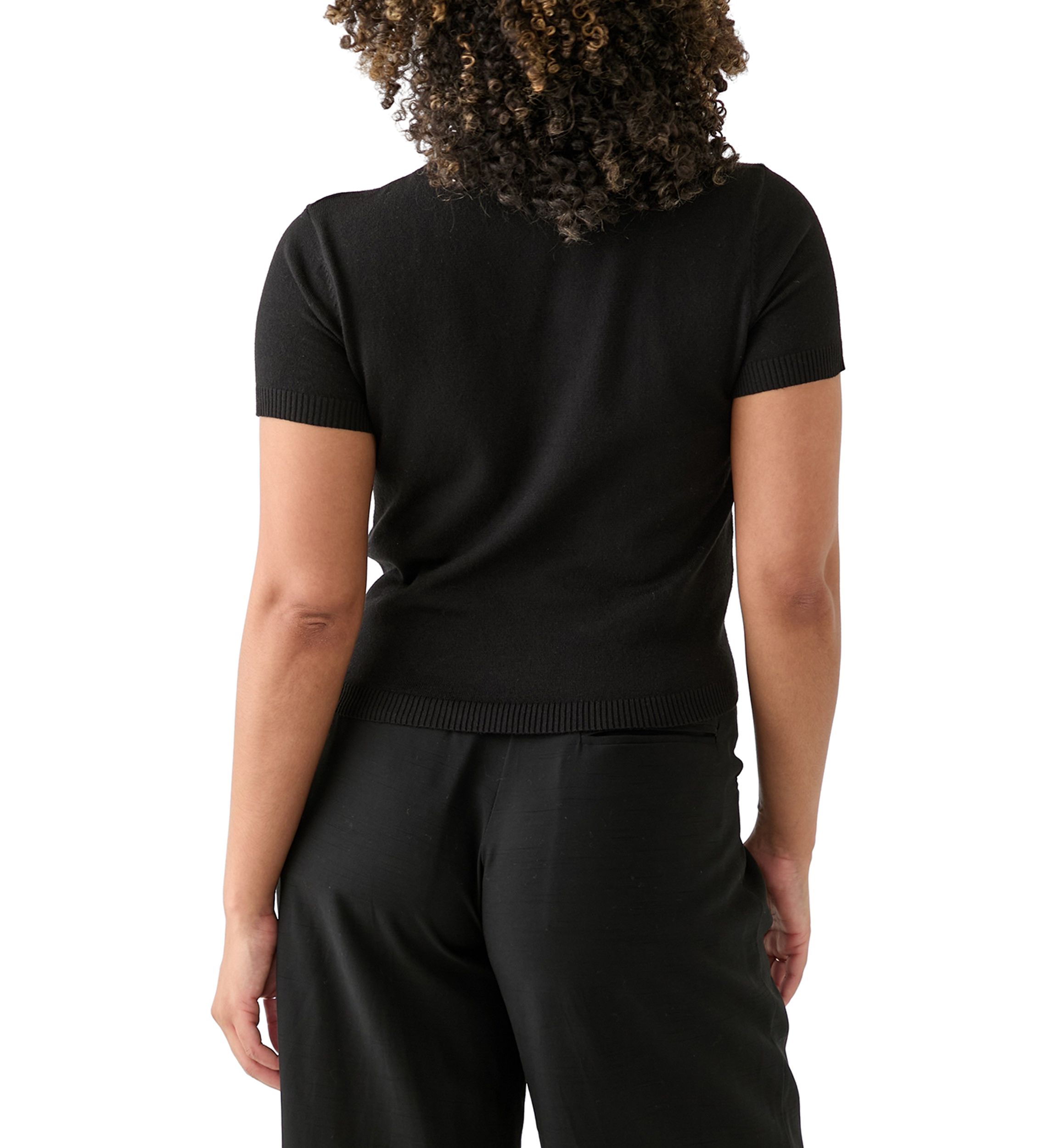 Womens Mock Neck Short Sleeve Cropped Pullover Sweater