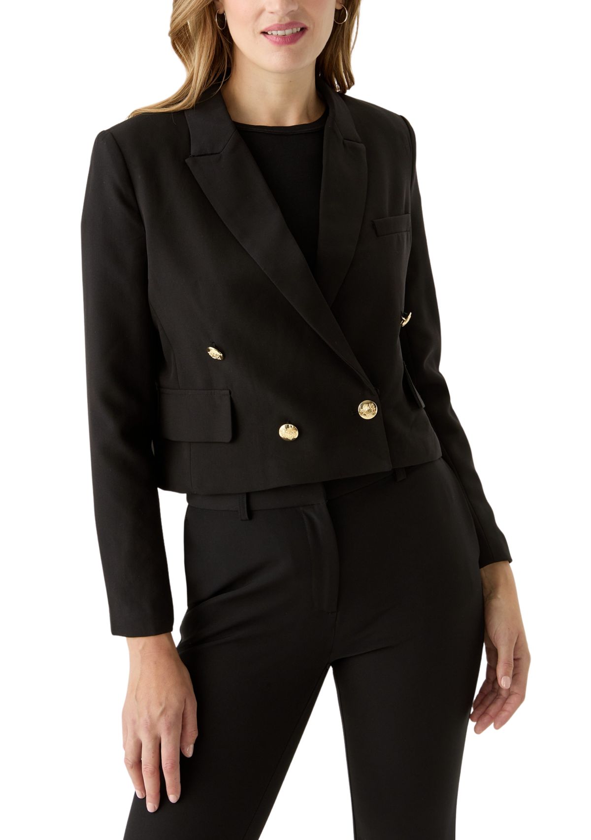 Womens Peak Lapel Double Breasted Ponte Blazer