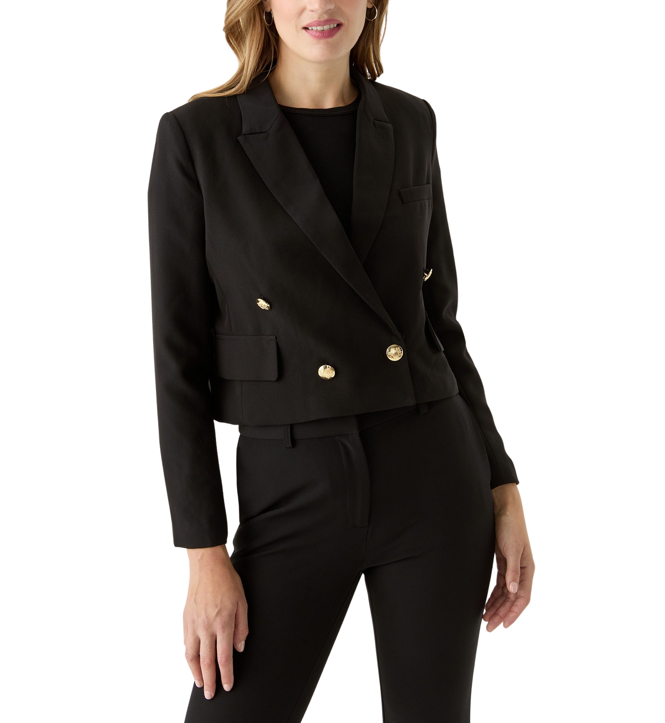 Womens Peak Lapel Double Breasted Ponte Blazer