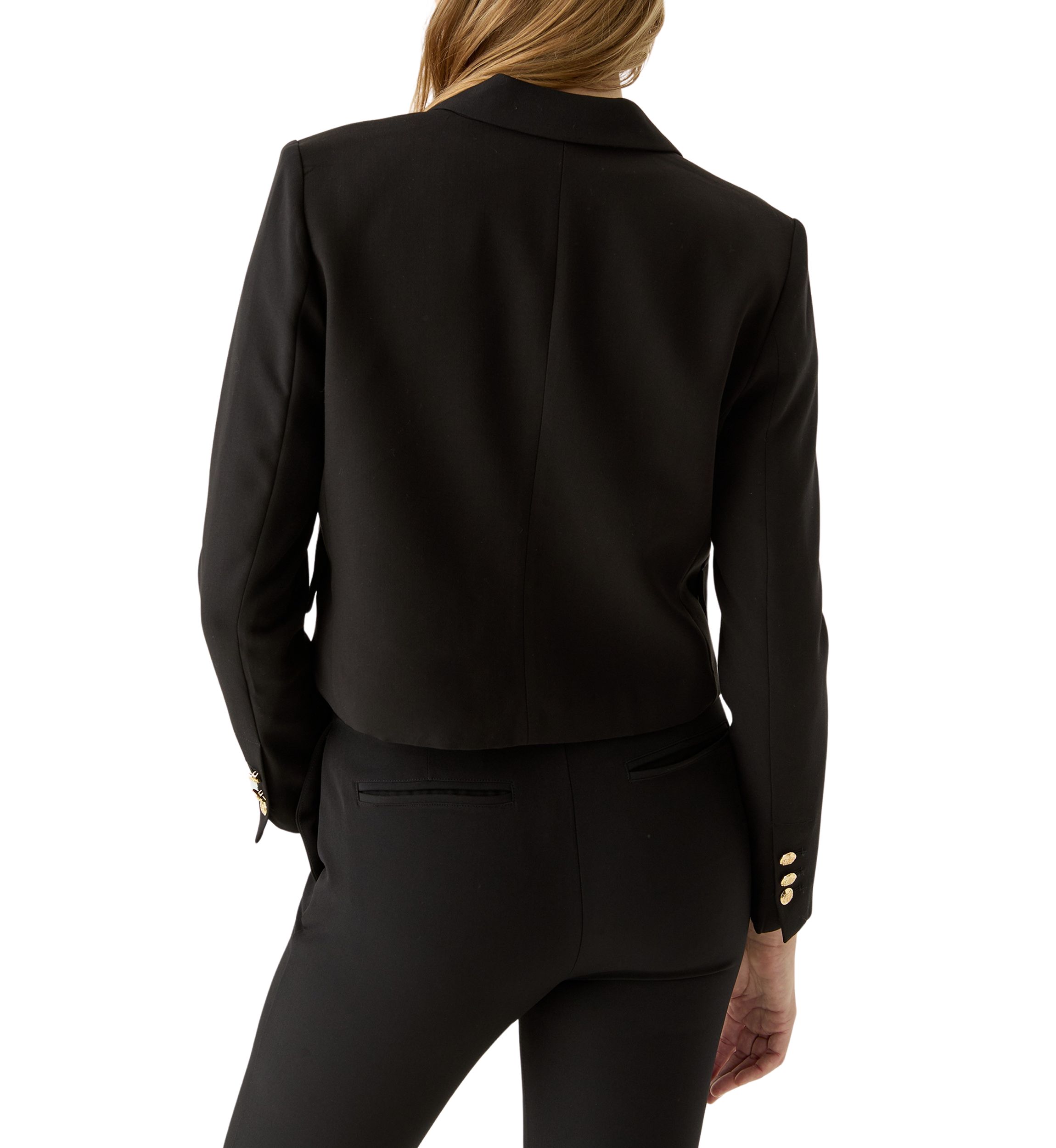 Womens Peak Lapel Double Breasted Ponte Blazer