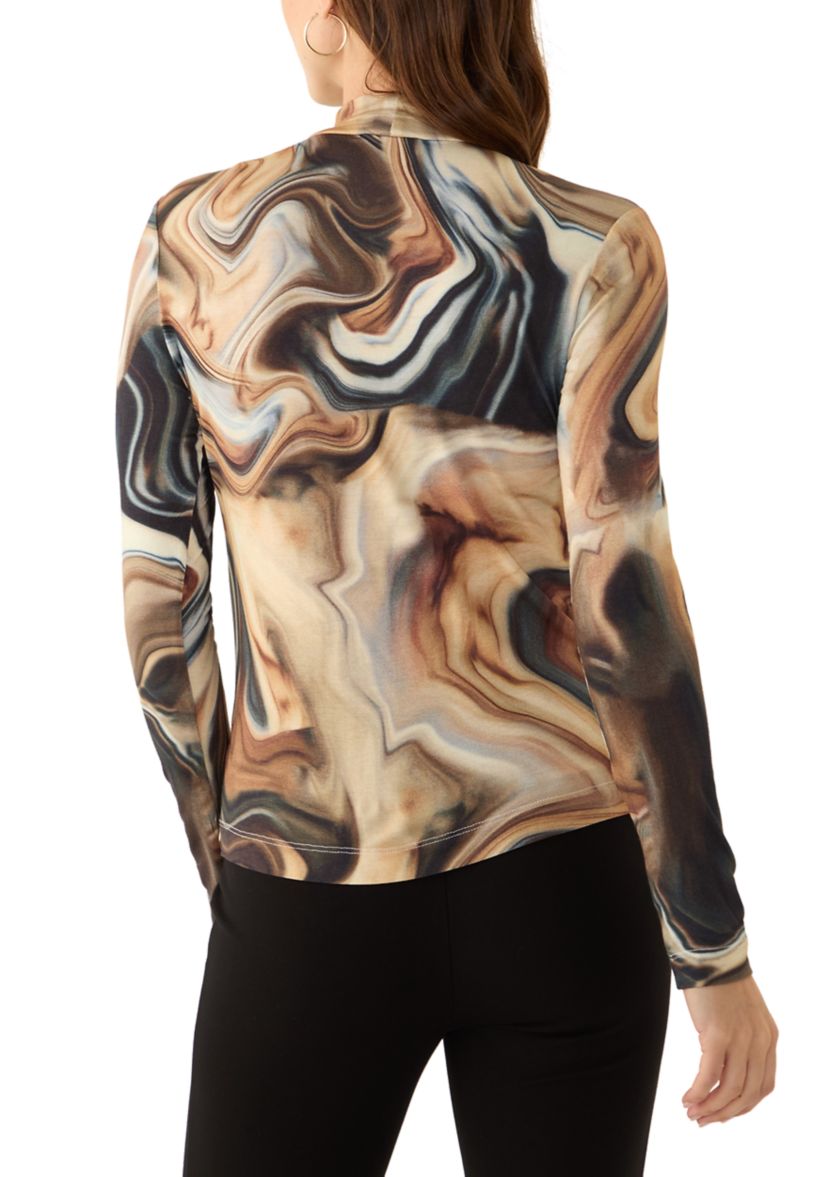 Womens Long Sleeve Mock Neck Jersey Top