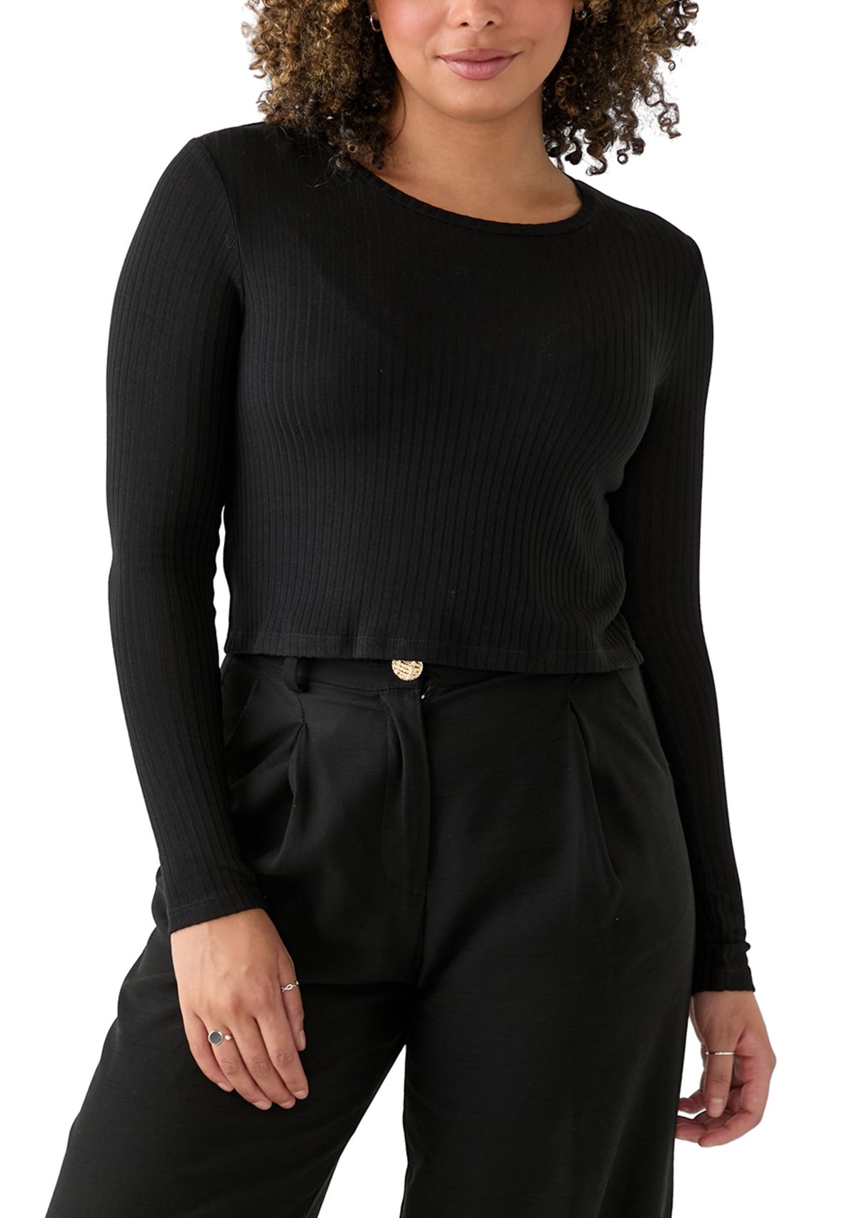 Womens Long Sleeve Needle Drop Top
