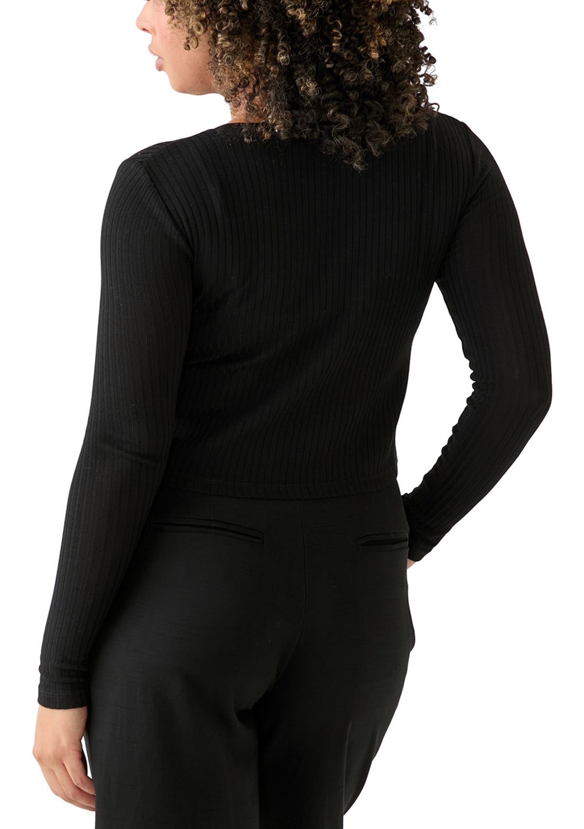 Womens Long Sleeve Needle Drop Top