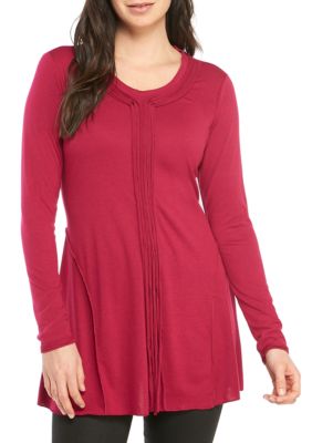 Grace Elements Long Sleeve Knit Raw Edge Tunic | belk