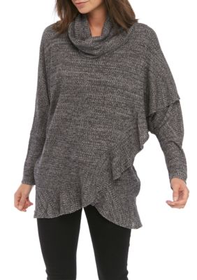 Grace Elements Waffle Knit Marled Tulip Hem Top | belk