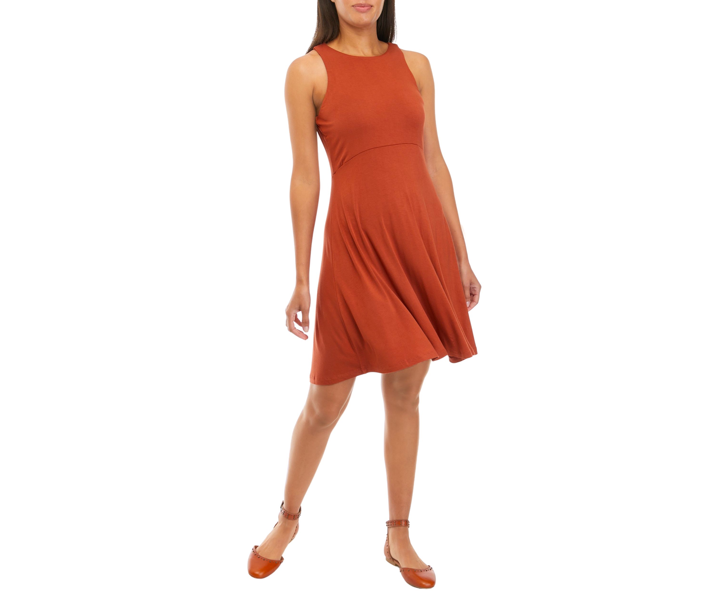 Womens Sleeveless A-Line Knit Dress
