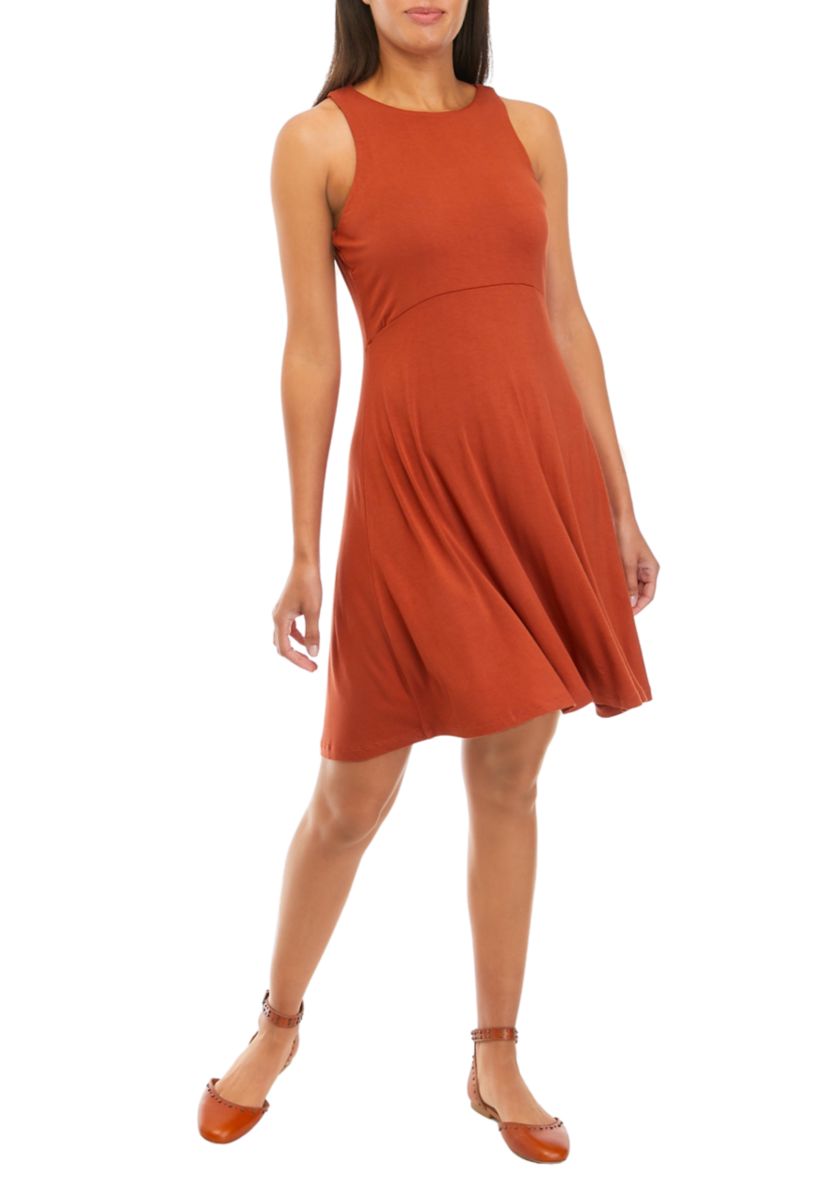Womens Sleeveless A-Line Knit Dress